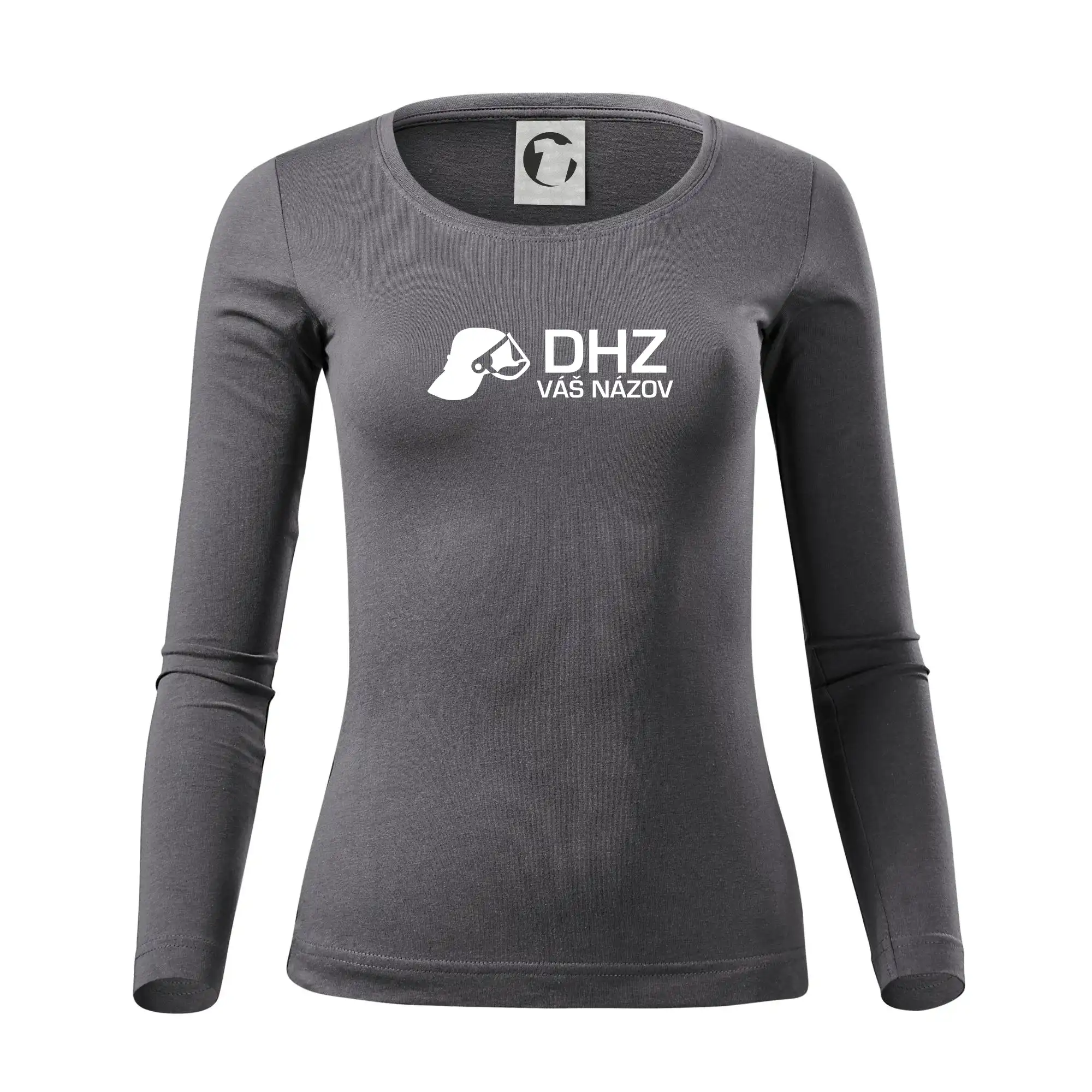 Originálne tričká pre hasičov - DHZ Helma - vlastný nápis - Dámske tričko FIT-T LS - zužené
