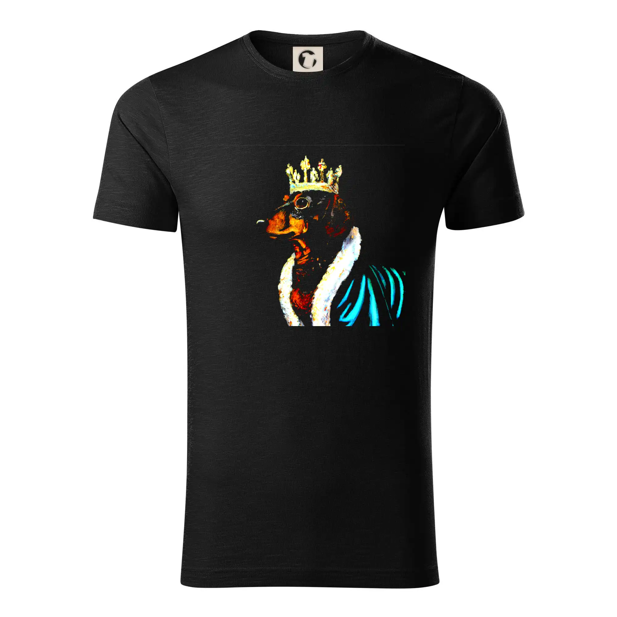 Tričká s motívom jazvečíka - Jazvečík kráľ - olejomaľba - Tričko z organickej bavlny