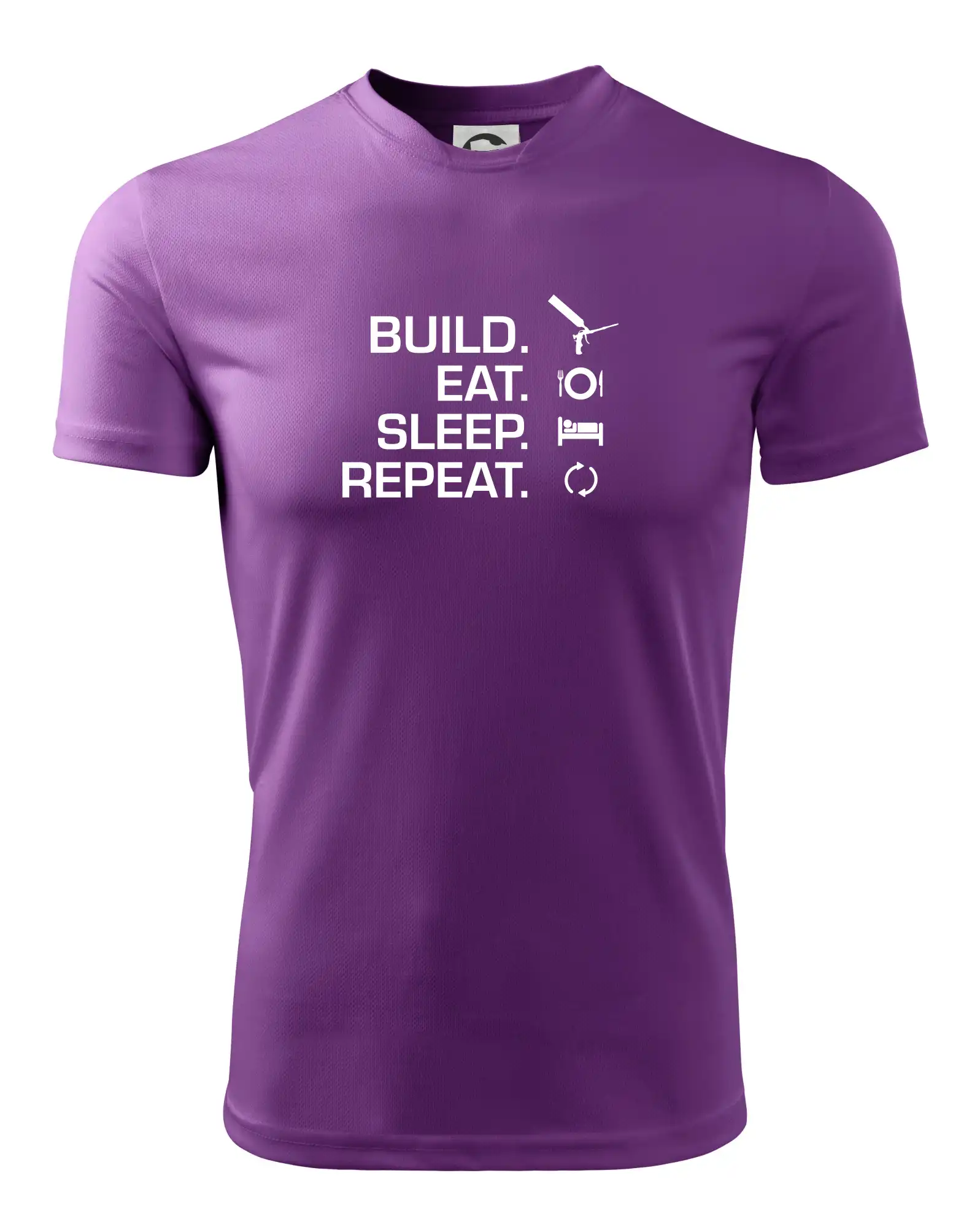Vtipné tričká pre murárov - Build eat sleep repeat - montážna pena - Pánske tričko Fantasy športové