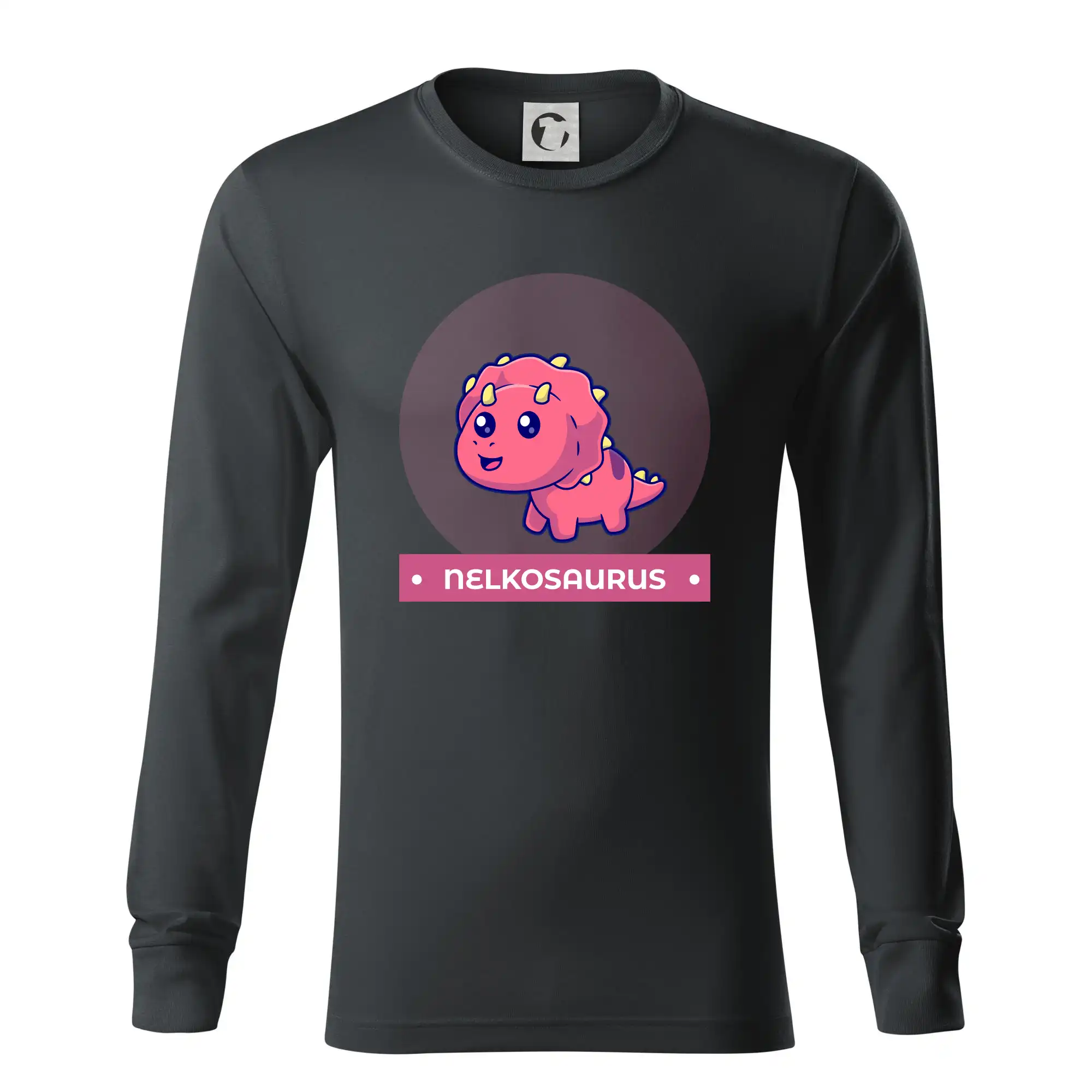 Detské tričká, mikiny a body s originálnymi potlačami | Veselé motívy pre chlapcov aj dievčatá - Dinosaurie mená - růžový dinosaurus - Tričko s dlhým rukávom LS R05