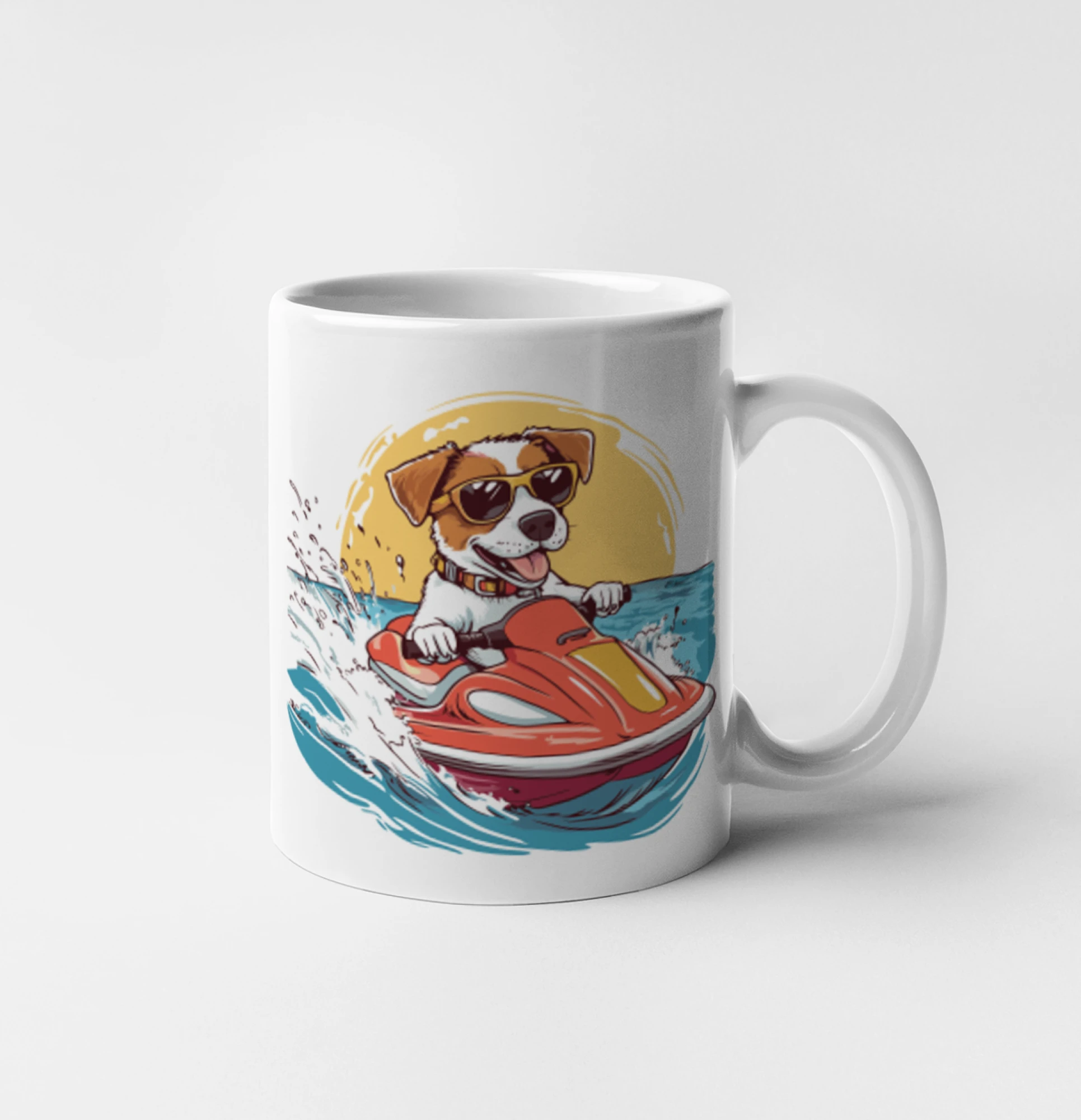 Jack Russell Teriér na tričku - Jack russell teriér na vodnom skútri - Hrnček 