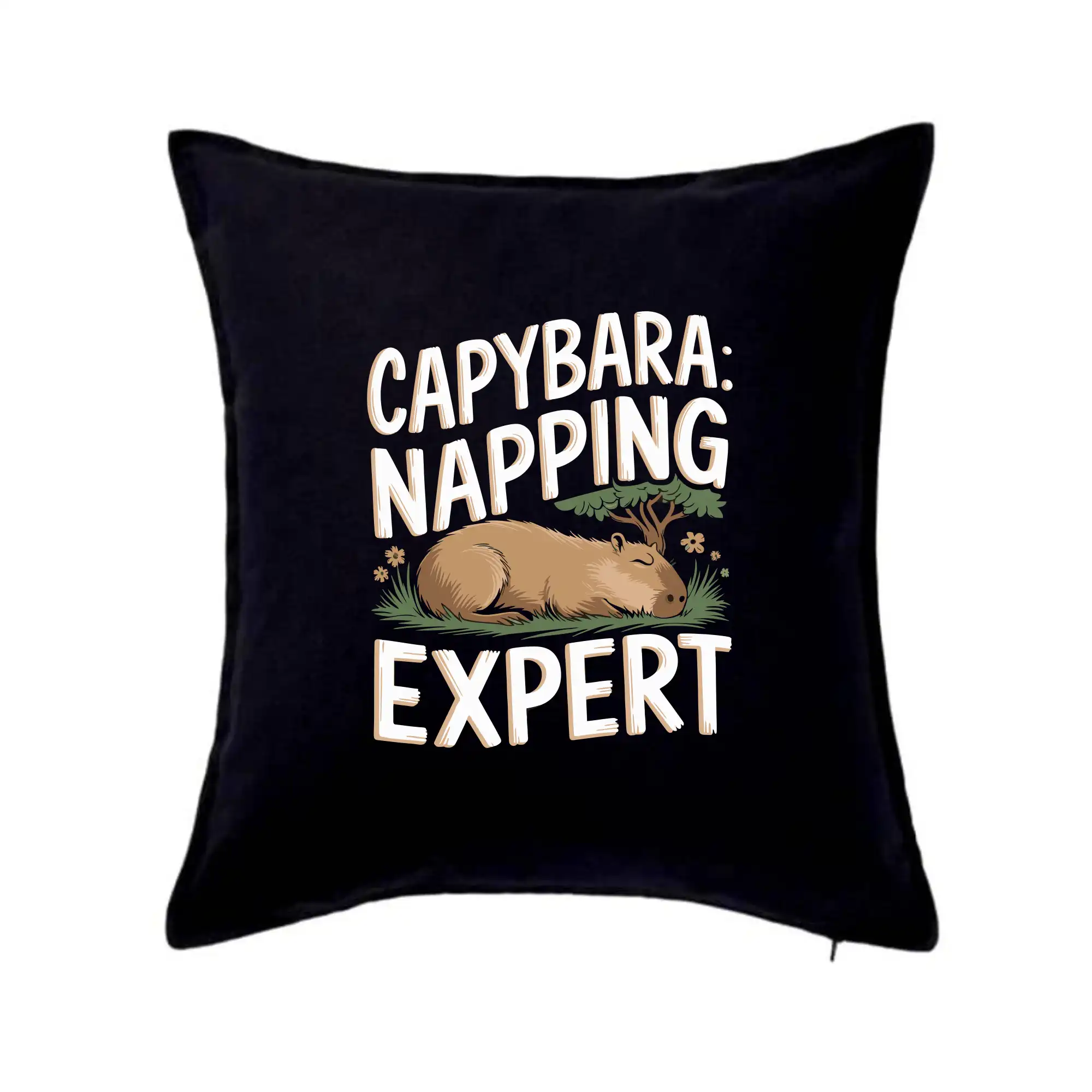 Tričká so zvieratami - Capybara Napping Expert - Vankúš 50x50