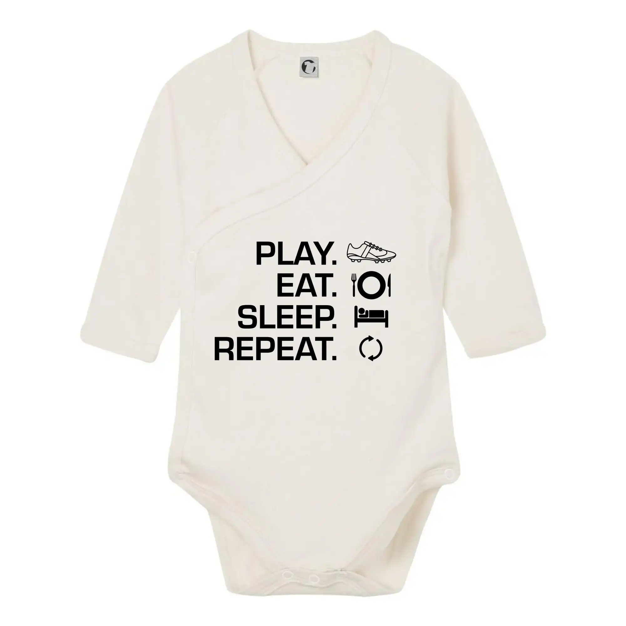 Tričká pre futbalistov - Play Eat Sleep Repeat fotbal - Body zavinovacie s dlhým rukávom