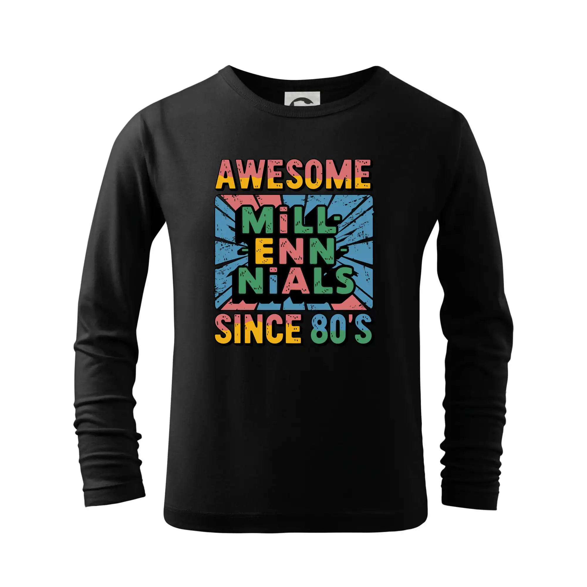 Tričká s motívmi ktoré frčia na internete - Generace Y - Barevný Awesome Millennials Since 80's - Tričko detské Long Sleeve