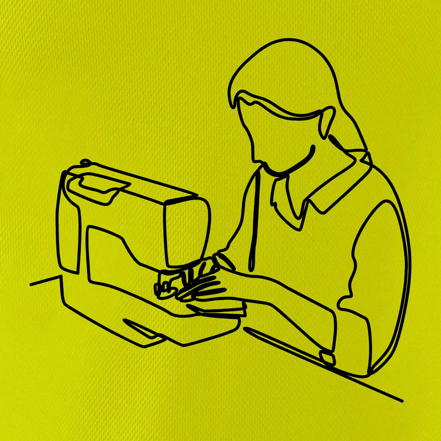 Švadlena a šicí stroj jedním tahem