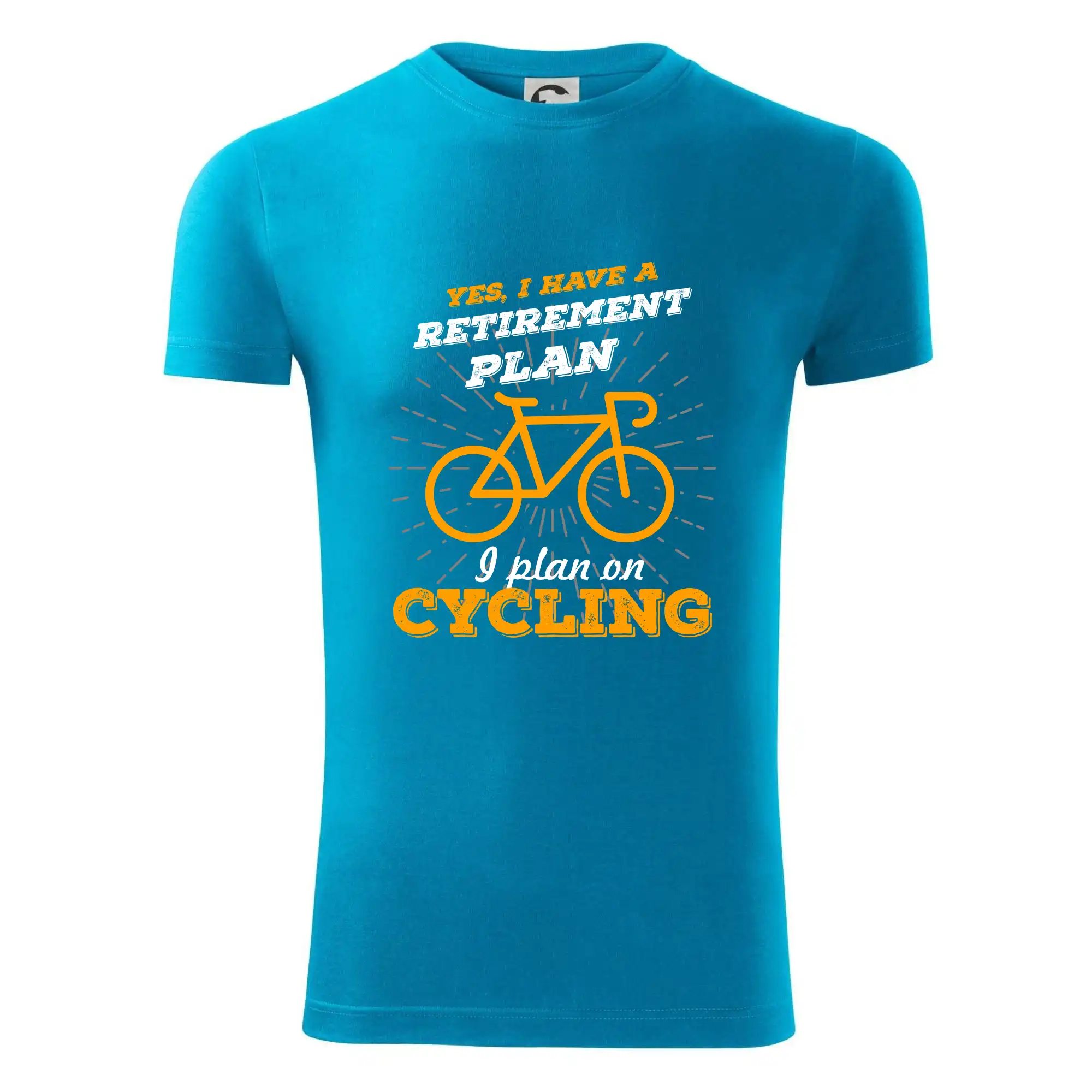 Tričko ako darček pre cyklistu - Oranžové koleso - Yes, I have a retirement plan, Aj plan on cycling - Viper FIT - Pánske zúžené tričko