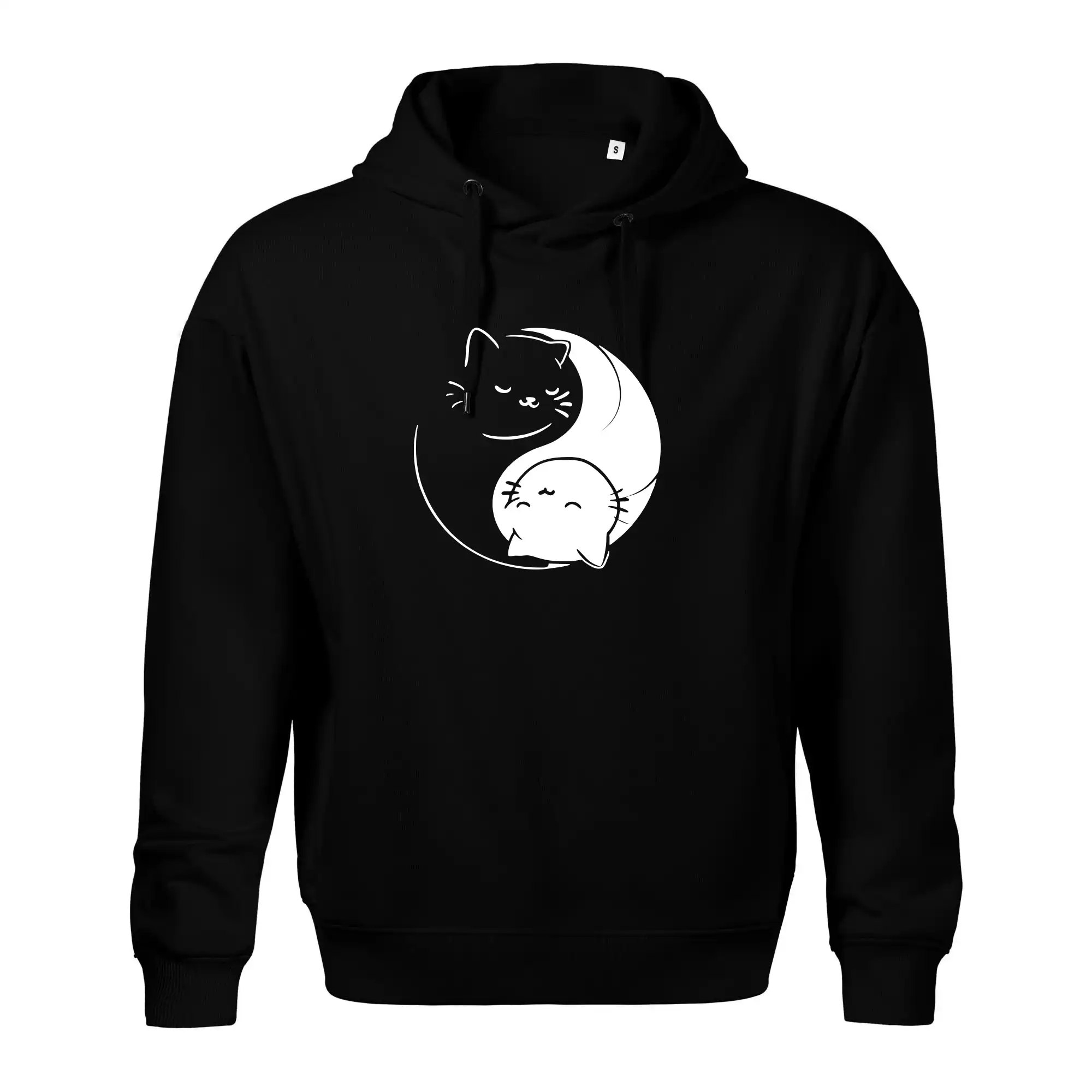 Vtipná tričká s mačkou - Mačky jin jang - Oversized mikina pánska Moon - kratšia + širšia