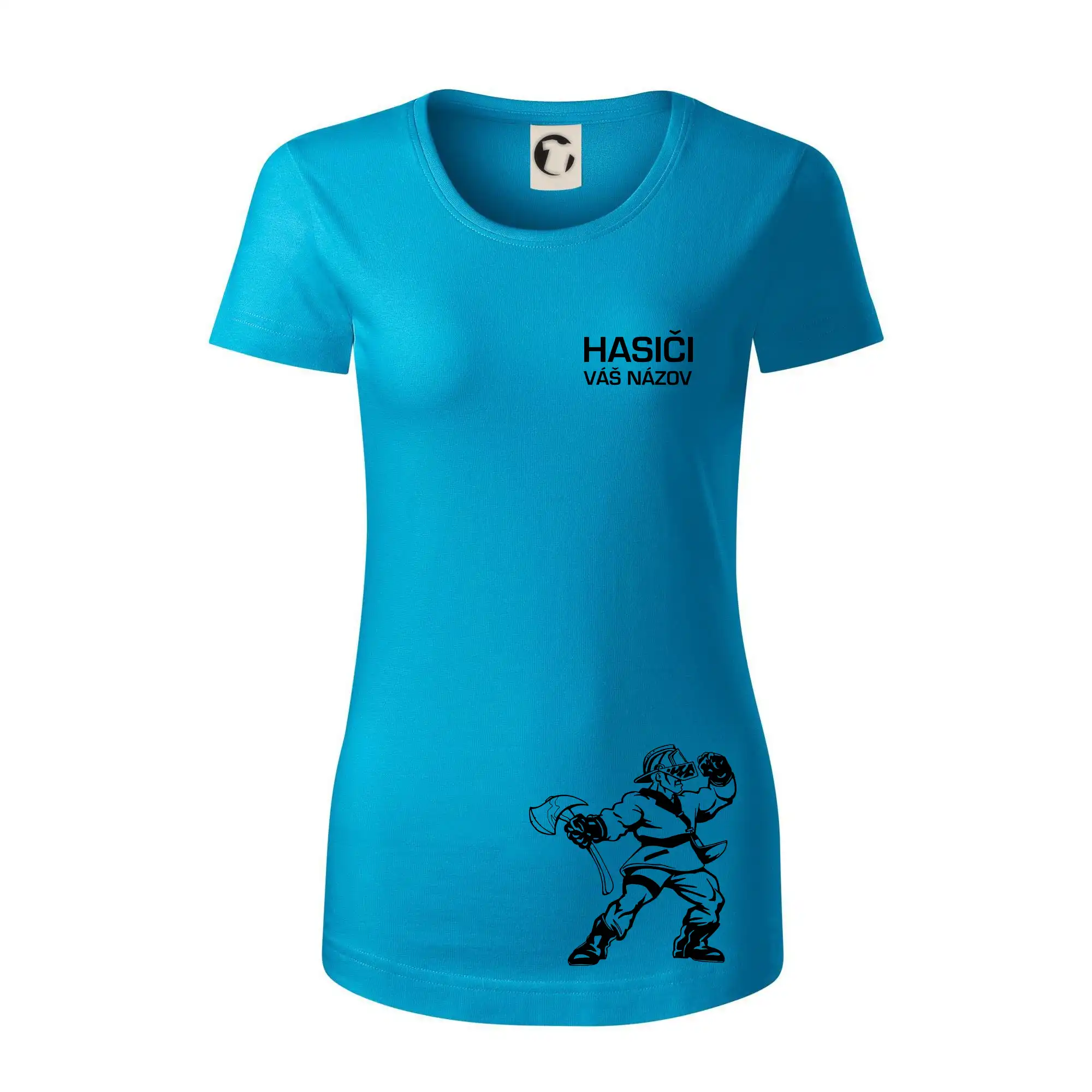Originálne tričká pre hasičov - Hasič postava - vlastný názov - Dámske tričko z organickej bavlny Origin (GOTS)