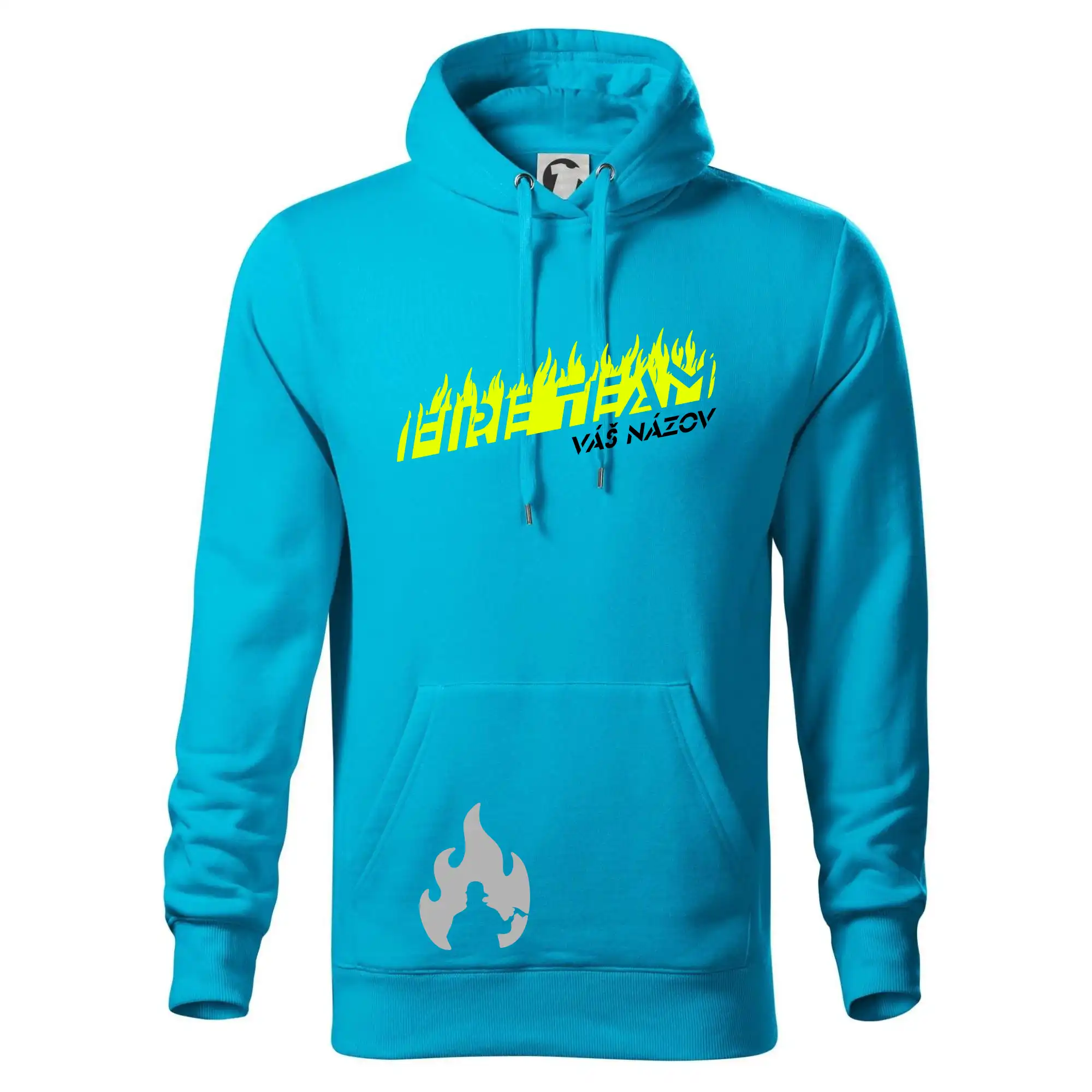 Originálne tričká pre hasičov - Fireteam - oheň - Váš názov - Mikina pánska Cape s kapucňou