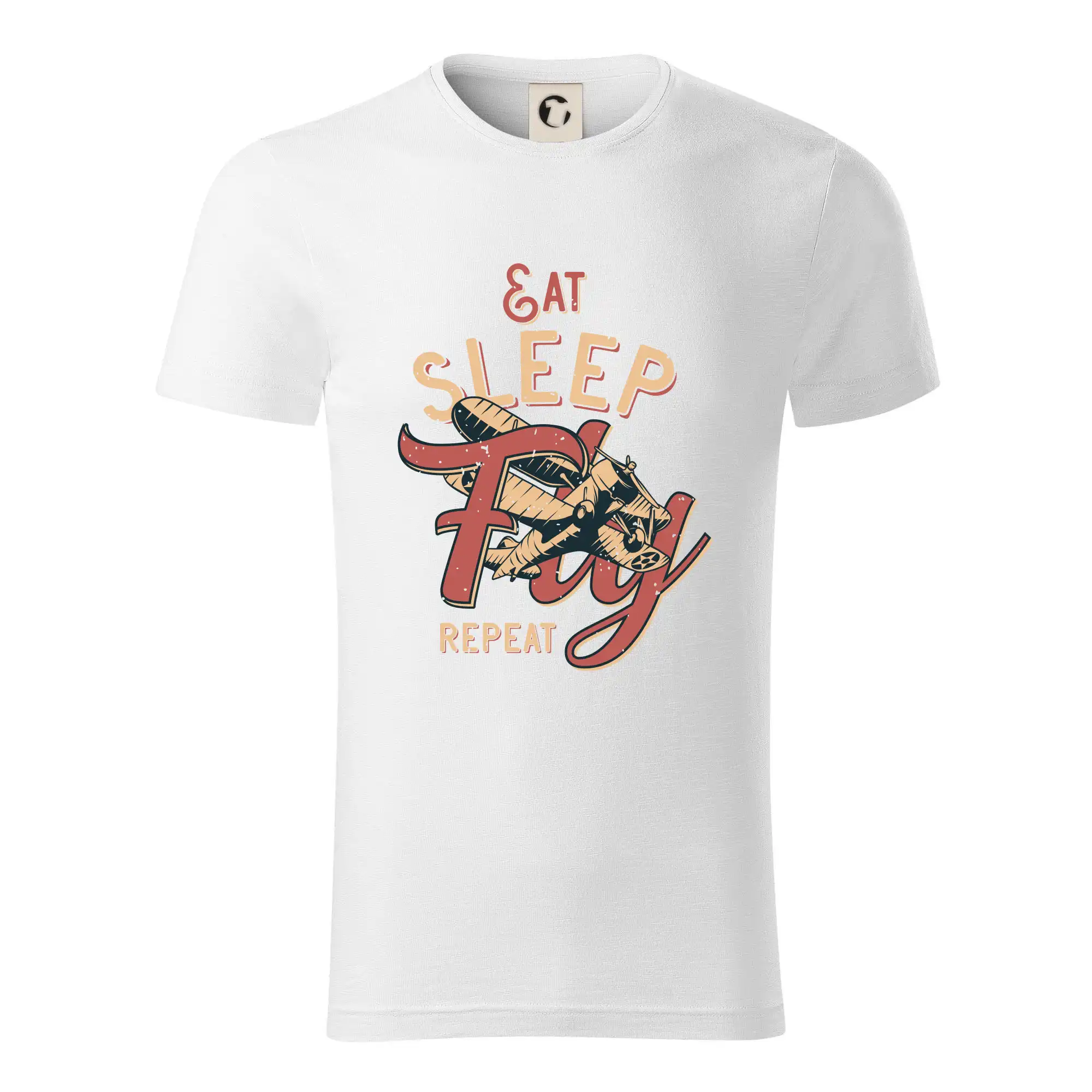 Vojenská tričká s potlačou - Eat Sleep Fly Repeat letadlo - Tričko z organickej bavlny