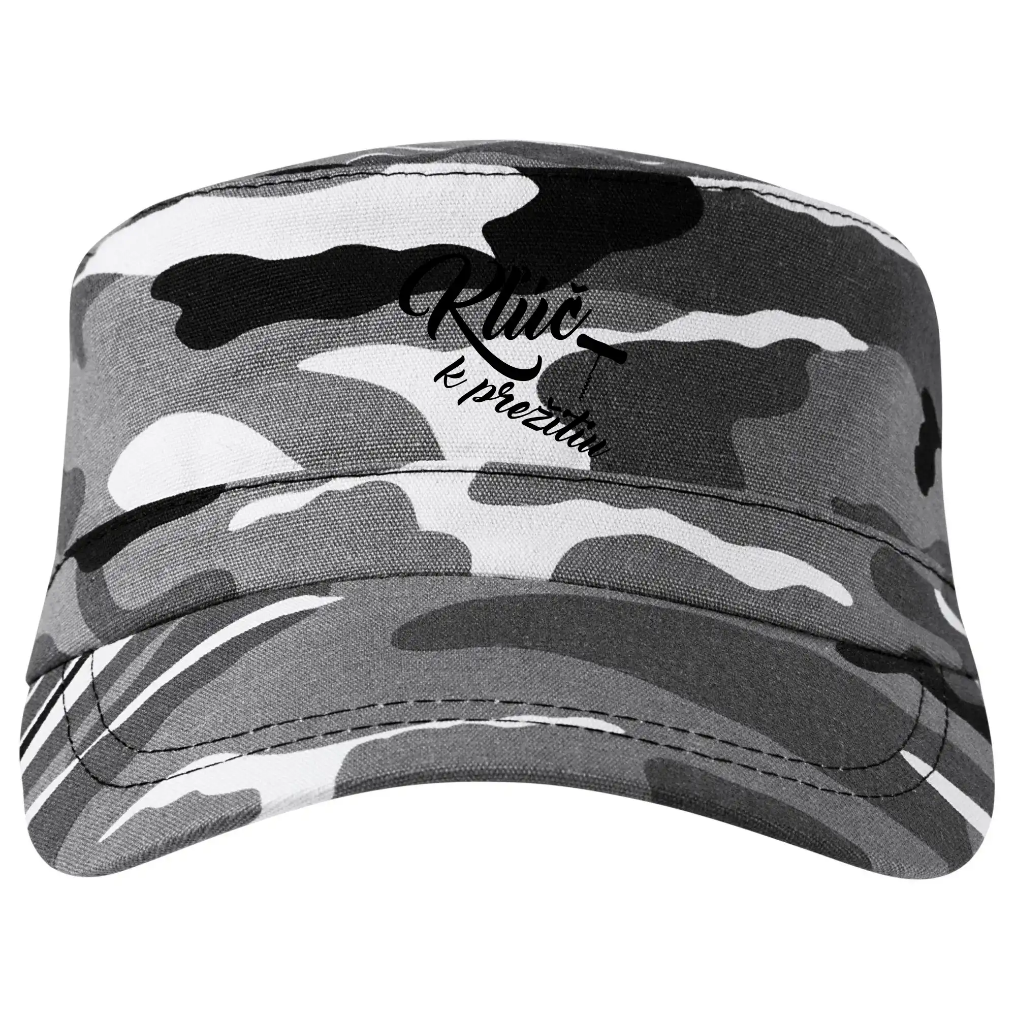 Vtipná tričká s tematikou vína - Kluč k prežitiu vývrtka - Šiltovka CAMO