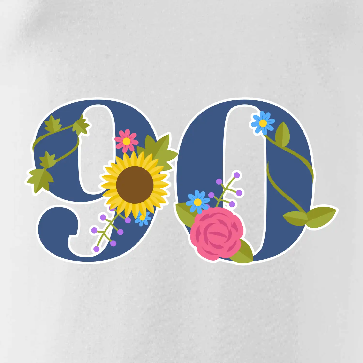 Květinové číslo kreslené - 90