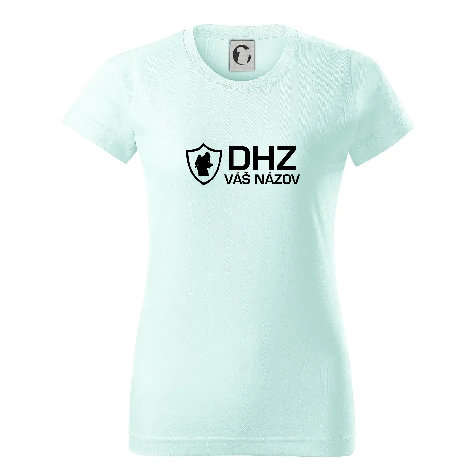 Originálne tričká pre hasičov - DHZ emblem - vlastný nápis - Dámske tričko basic - ľahko voľnejšie a dlhšie