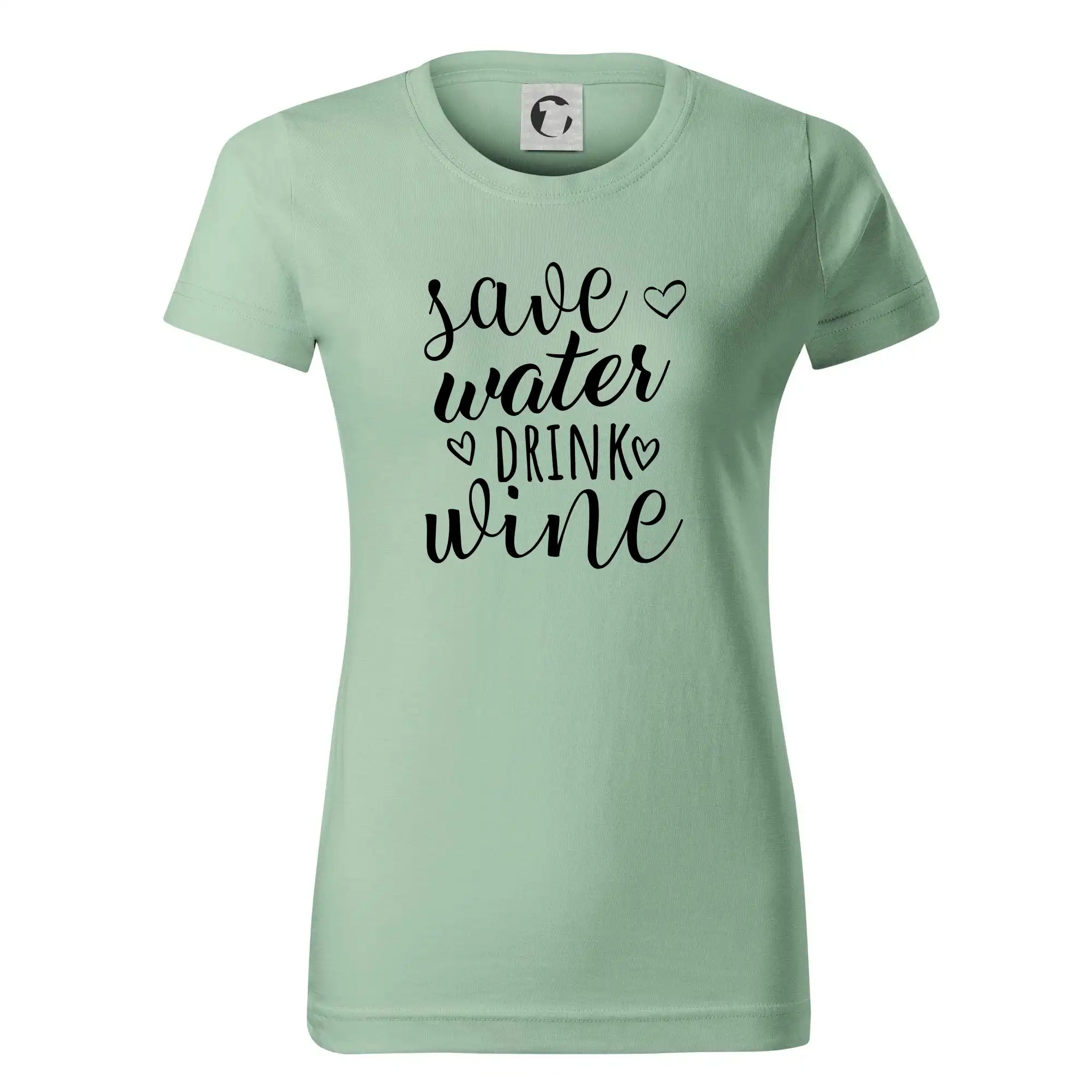 Vtipná tričká s tematikou vína - Save water drink wine - Dámske tričko basic - ľahko voľnejšie a dlhšie