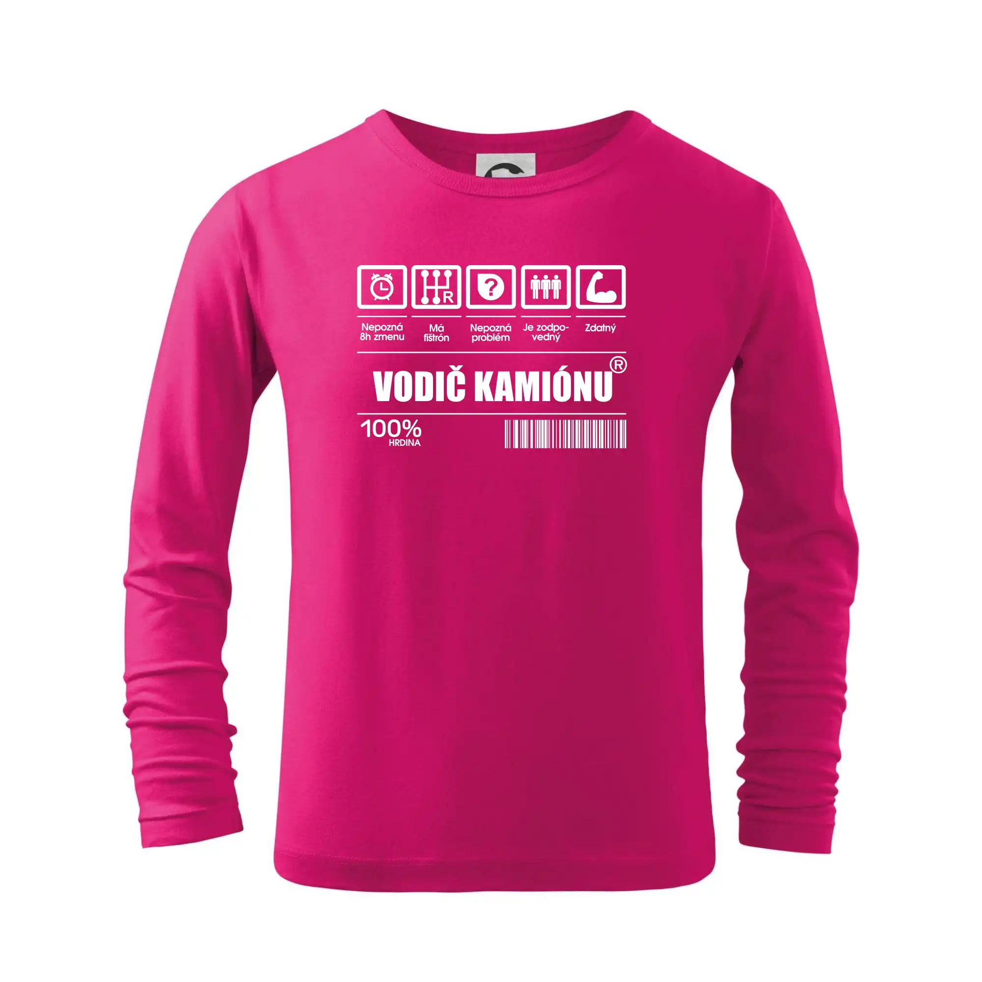 Tričká s kamionmi a nákladiakmi - Čiarový kód - Vodič kamiónu - Tričko detské Long Sleeve