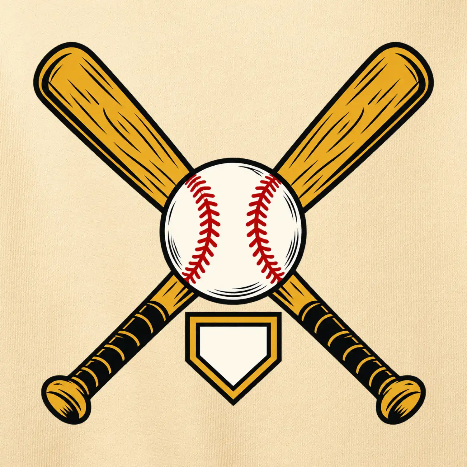 Zkřížené baseballové pálky a míček