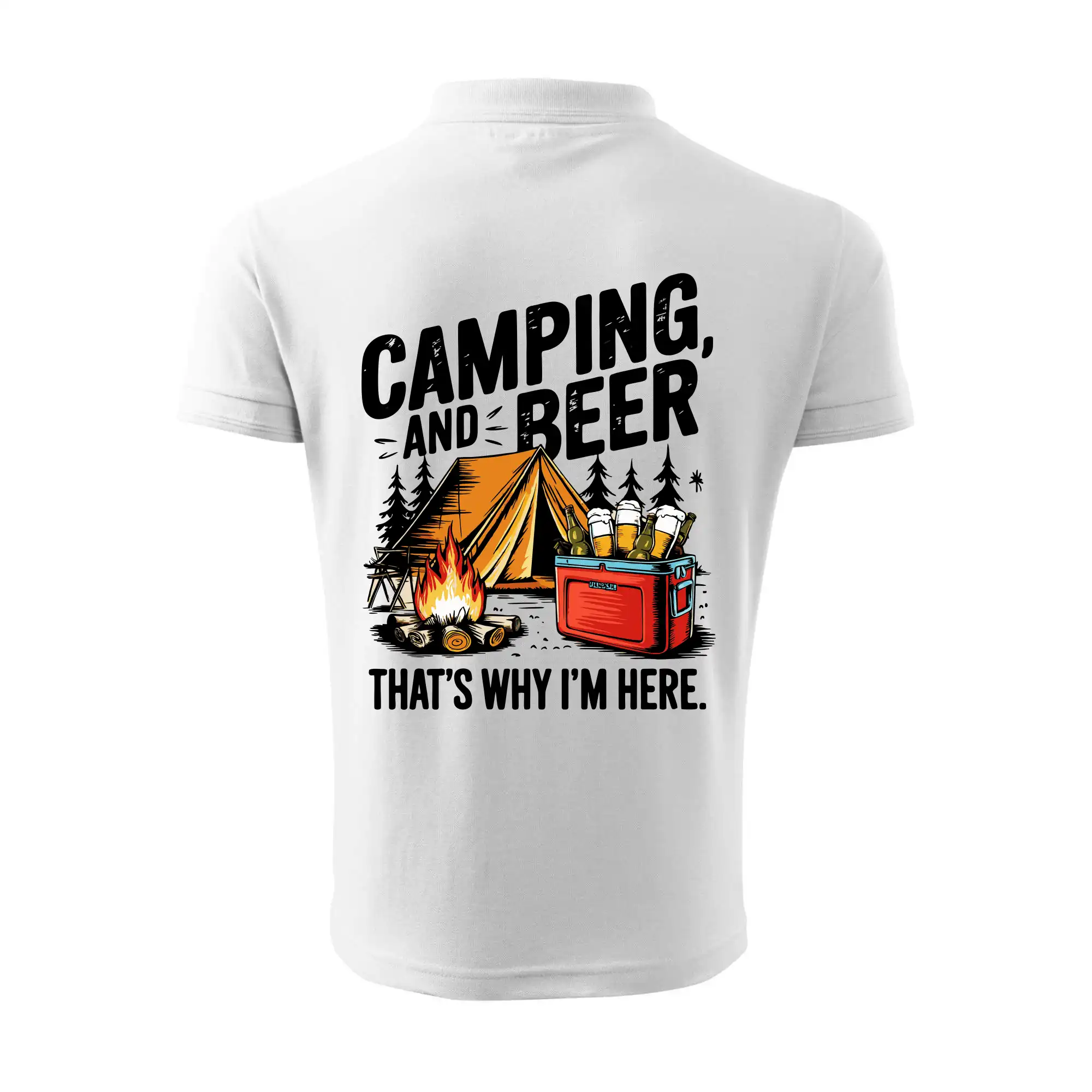 Černý nápis nápis Camping and beer