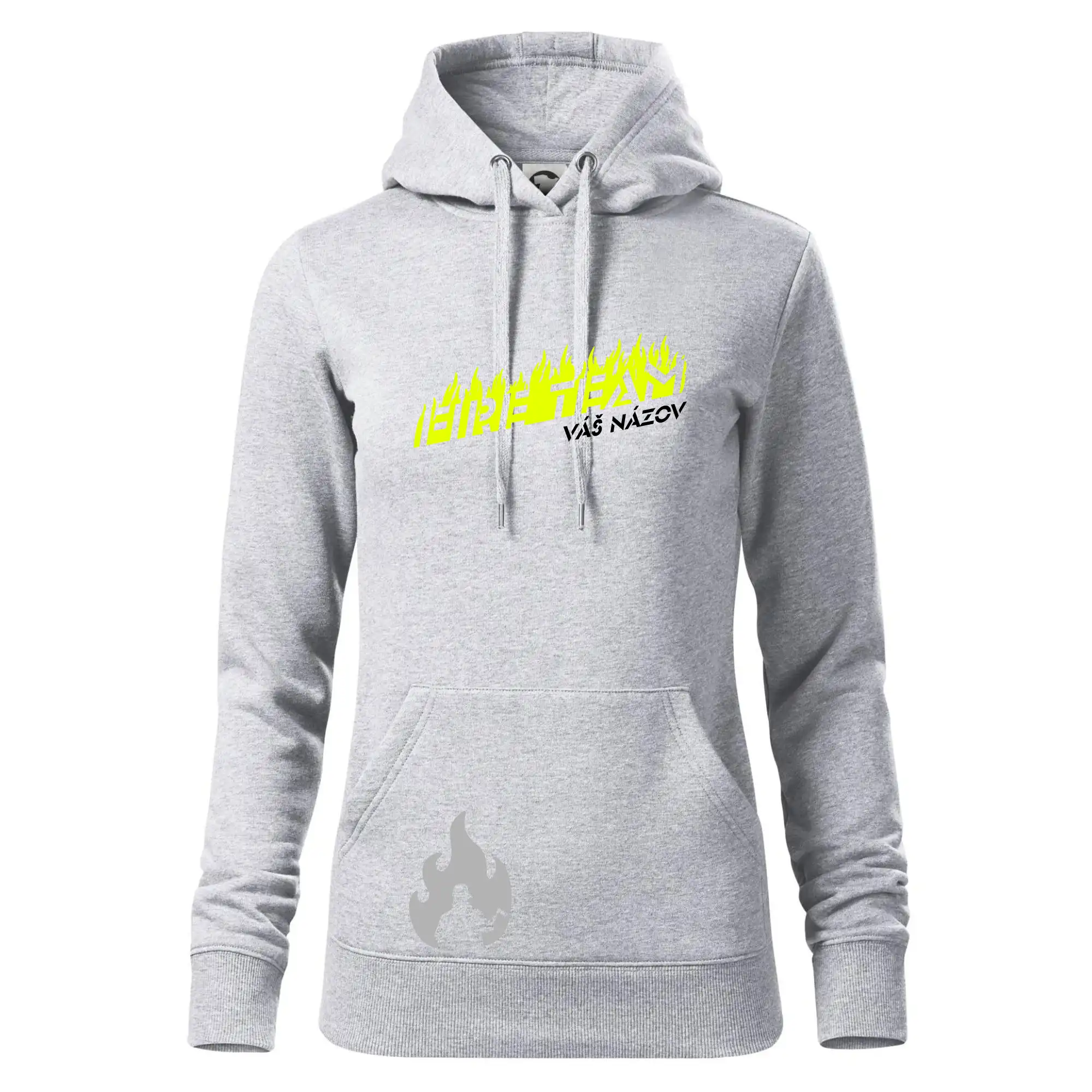 Originálne tričká pre hasičov - Fireteam - oheň - Váš názov - Mikina dámská Cape s kapucí