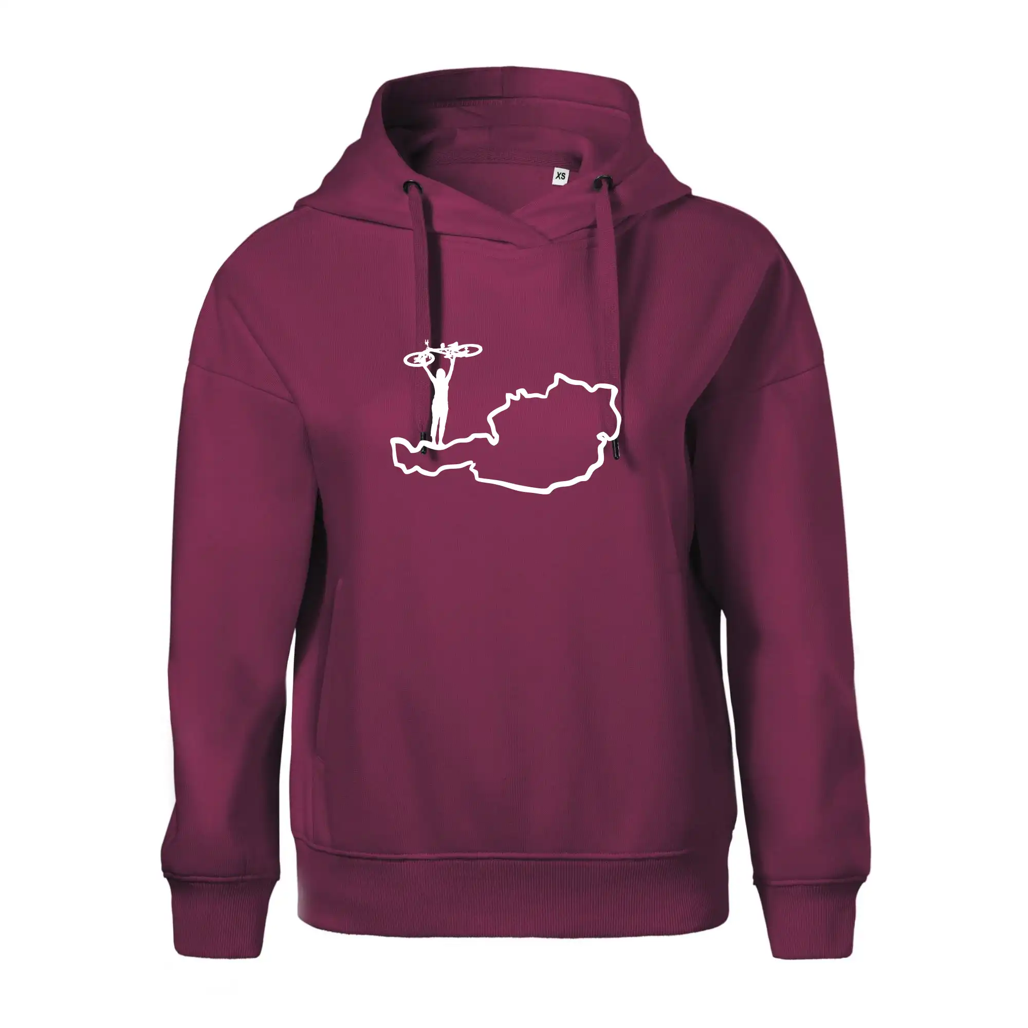 Tričko ako darček pre cyklistu - Cyklistka - Mapa Rakúska - Oversized mikina dámská Moon - kratšia + širšia