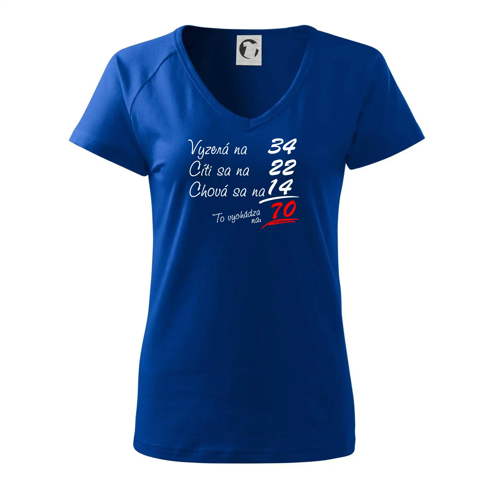 Veselé a vtipné hrnčeky s potlačou - Vyzerá, cíti sa, chová sa - 70 rokov - Tričko dámske Dream