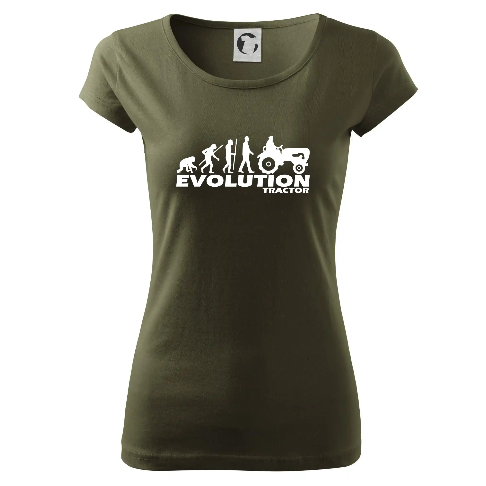 Tričká s potlačou evolúcia - Evolúcia traktor - Dámske tričko Pure