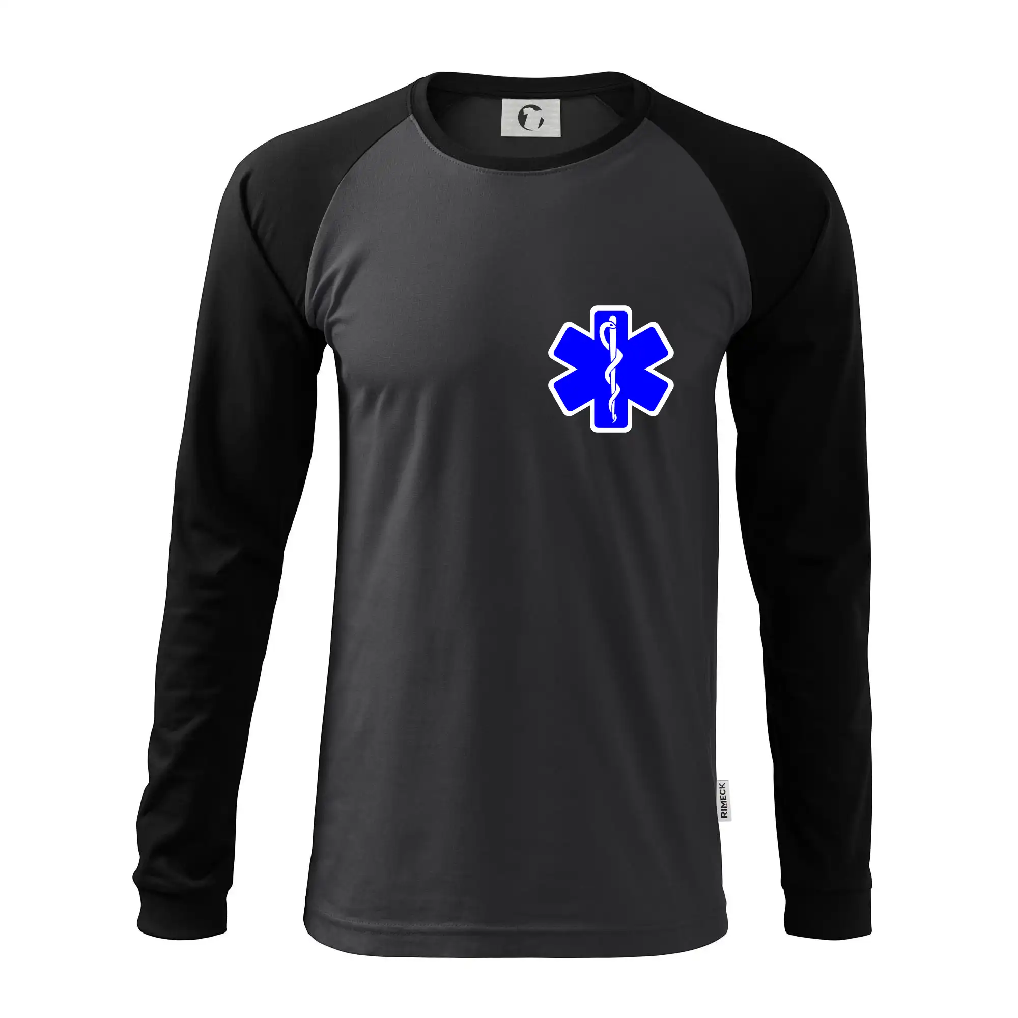Tričká a mikiny pre záchranárov a lekárov - Kvalitné oblečenie pre zdravotníkov - Rescue - Hviezda na prsníku + nápis na chrbte - Pánske tričko s dlhým rukávom LS130