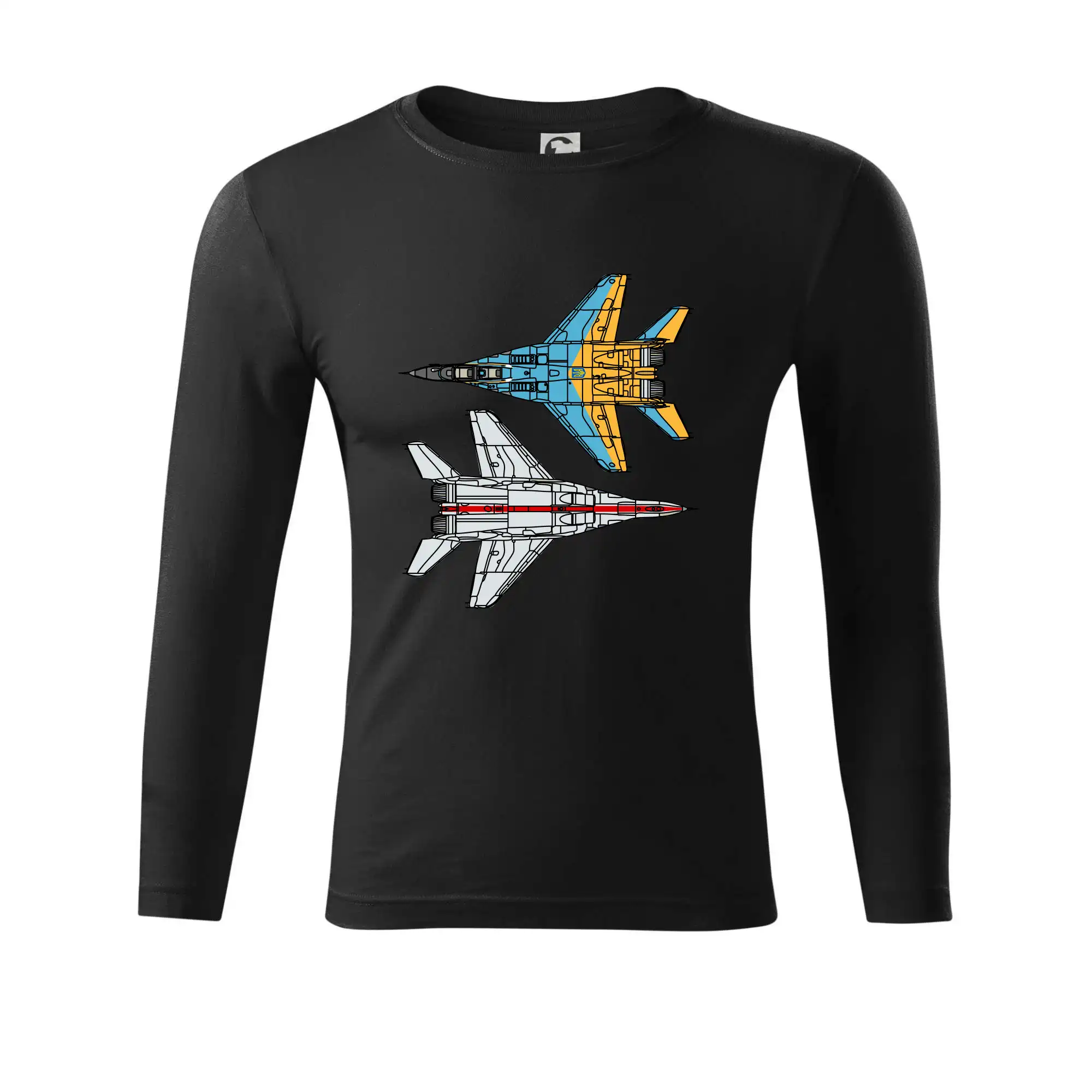 Tričká s vlajkou ukrajiny - Mig 29 Fulcrum zo spoda a zo shora - Tričko Progress s dlhým rukávom