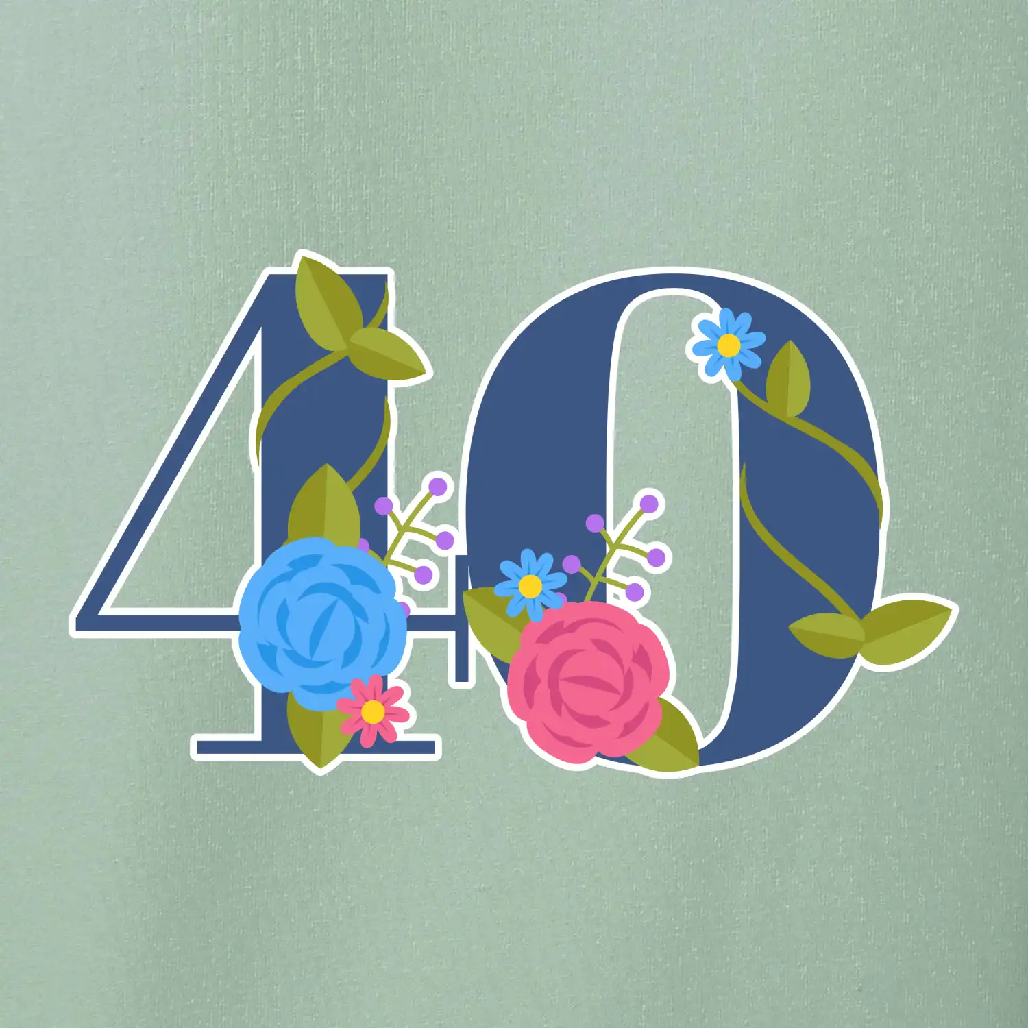 Květinové číslo kreslené - 40