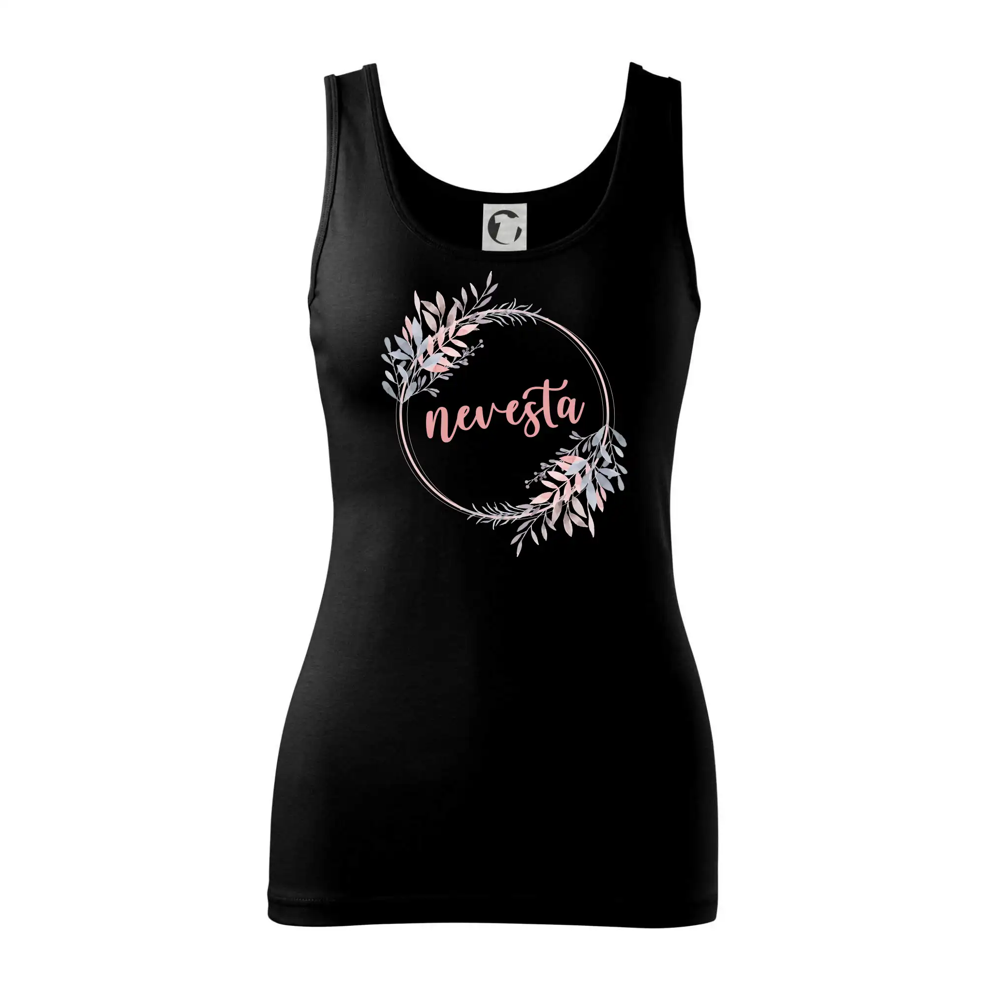 Tričká na rozlúčku so slobodou - Nevesta kvetinový kruh ružový - Dámske tielko