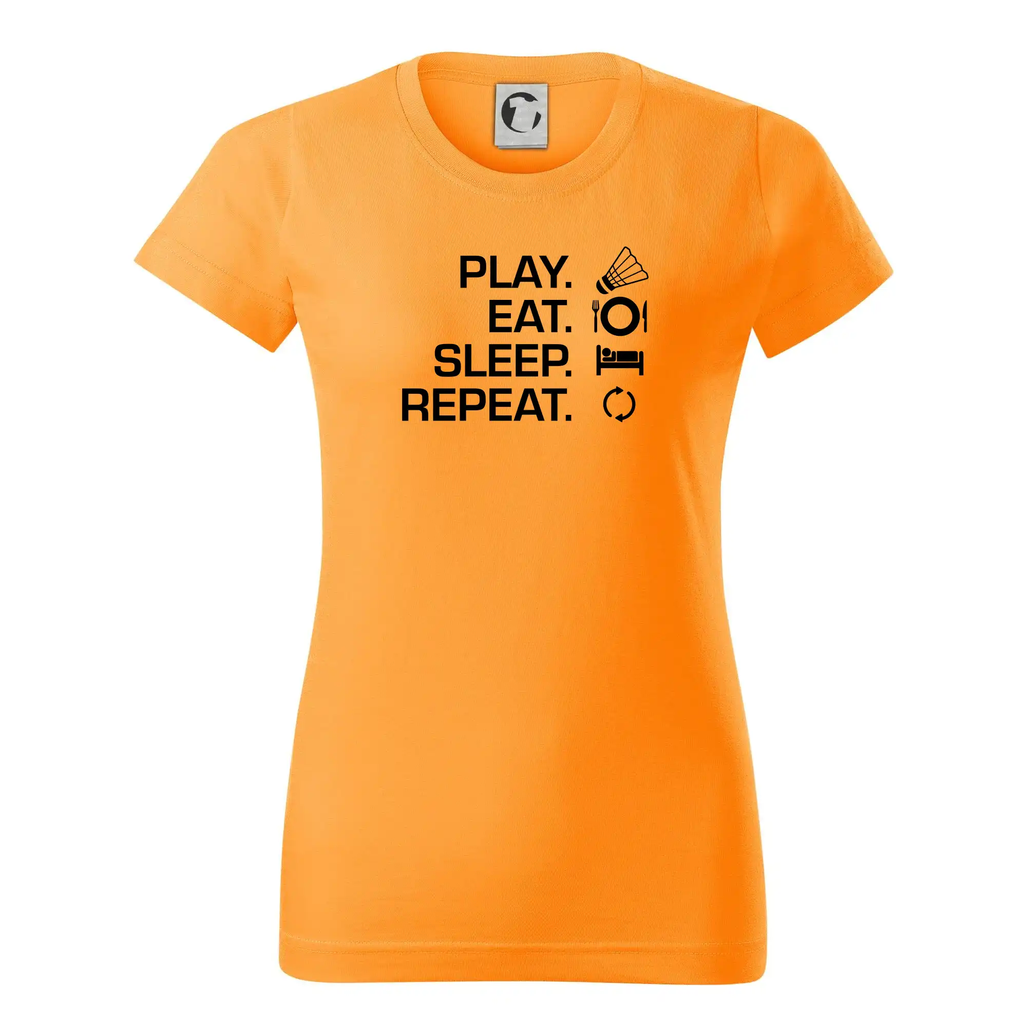Tričká na bedminton - Play Eat Sleep Repeat badminton - Dámske tričko basic - ľahko voľnejšie a dlhšie