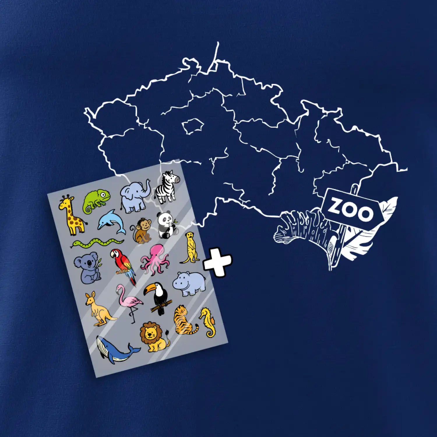 Tričko s mapou + ZOO nažehlovačky