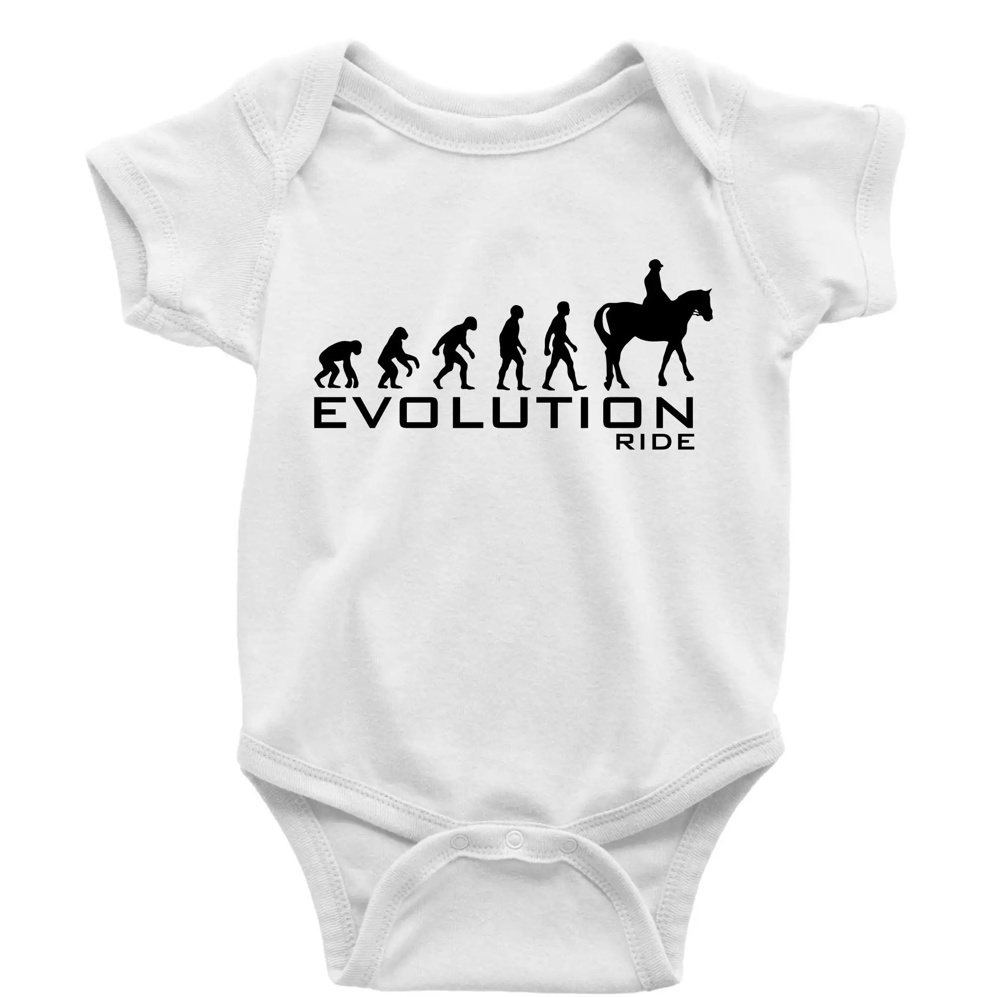 Tričká s potlačou evolúcia - Evolúcia Ride horse - Body dojčenské s krátkym rukávom