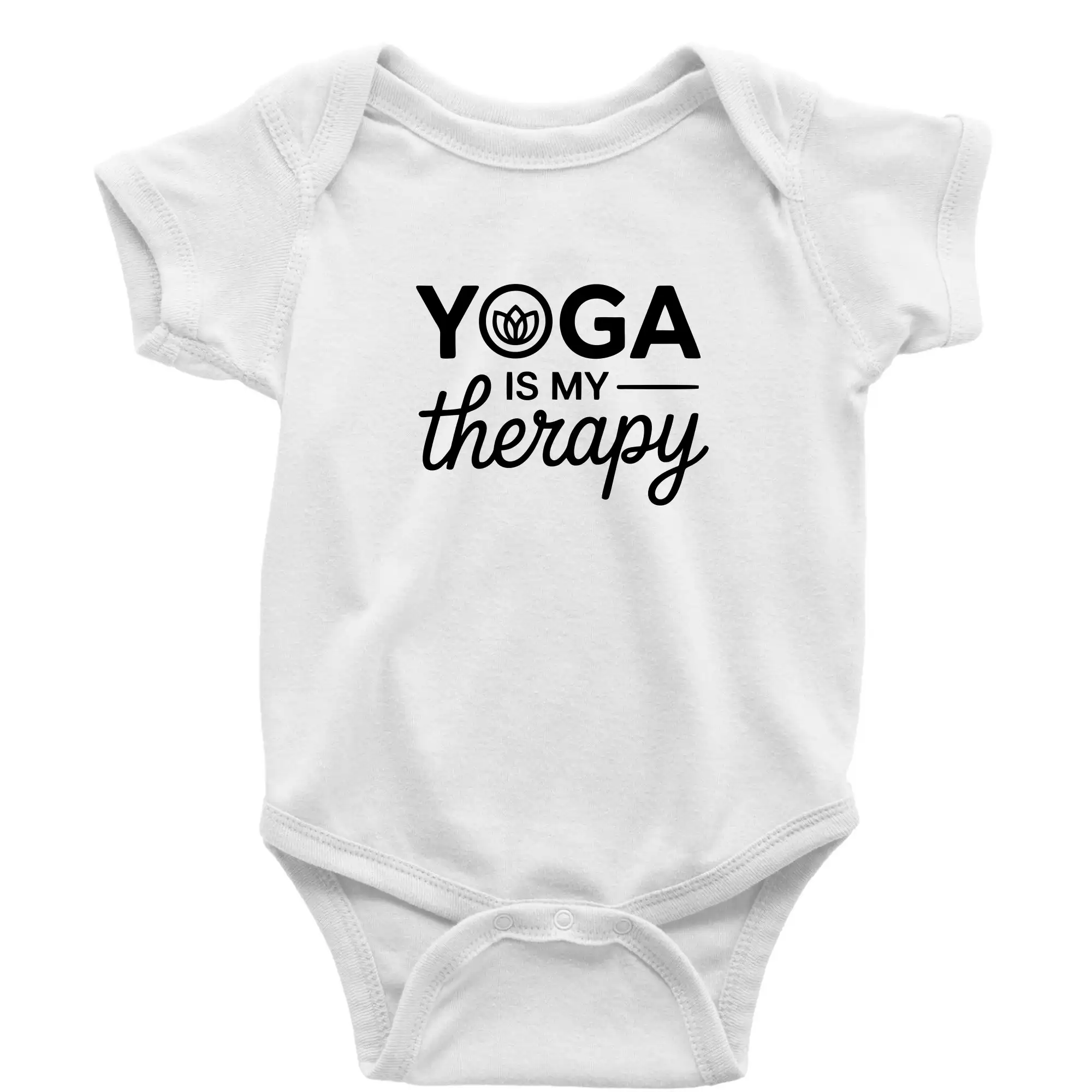 Tričká na jógu - Yoga Is My Therapy nápis - Body dojčenské s krátkym rukávom
