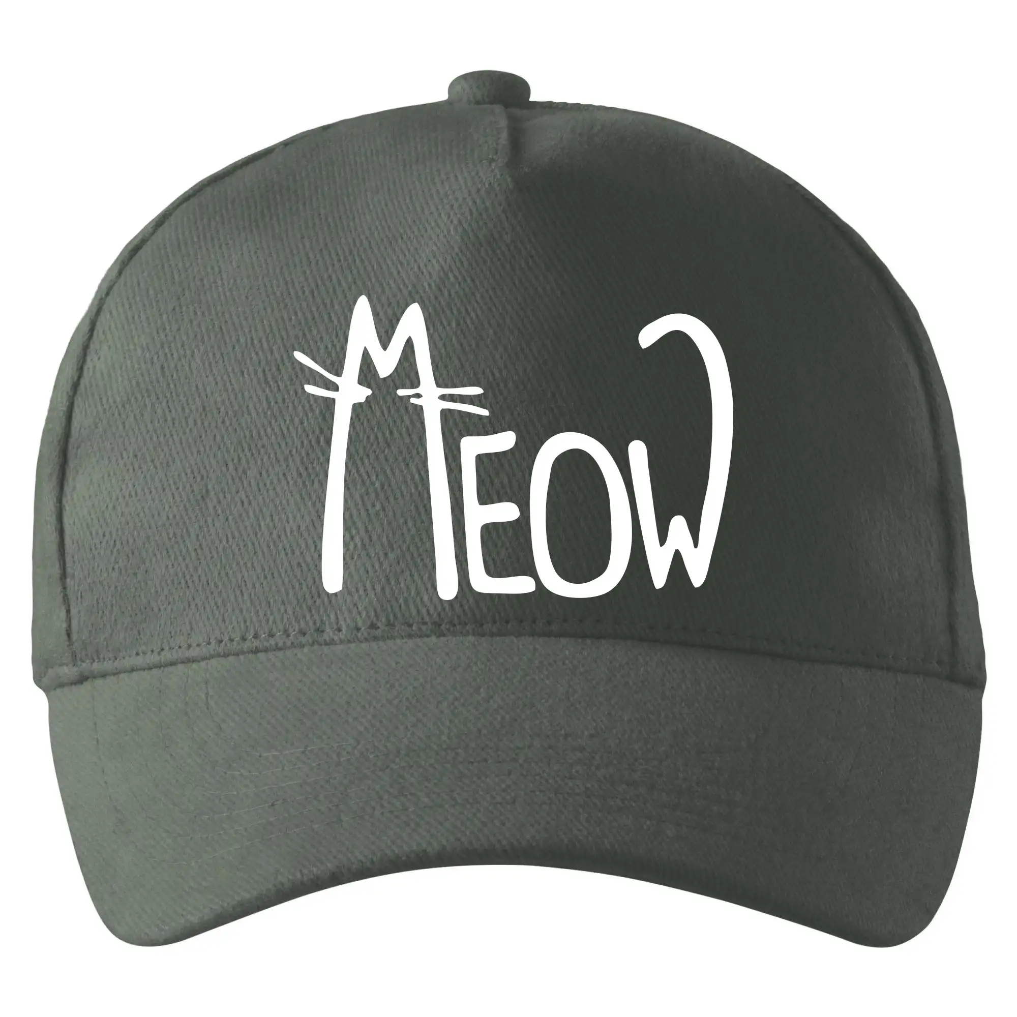 Vtipná tričká s mačkou - Meow - Mňau - Šiltovka so zahnutým šiltom a mosaznou sponou