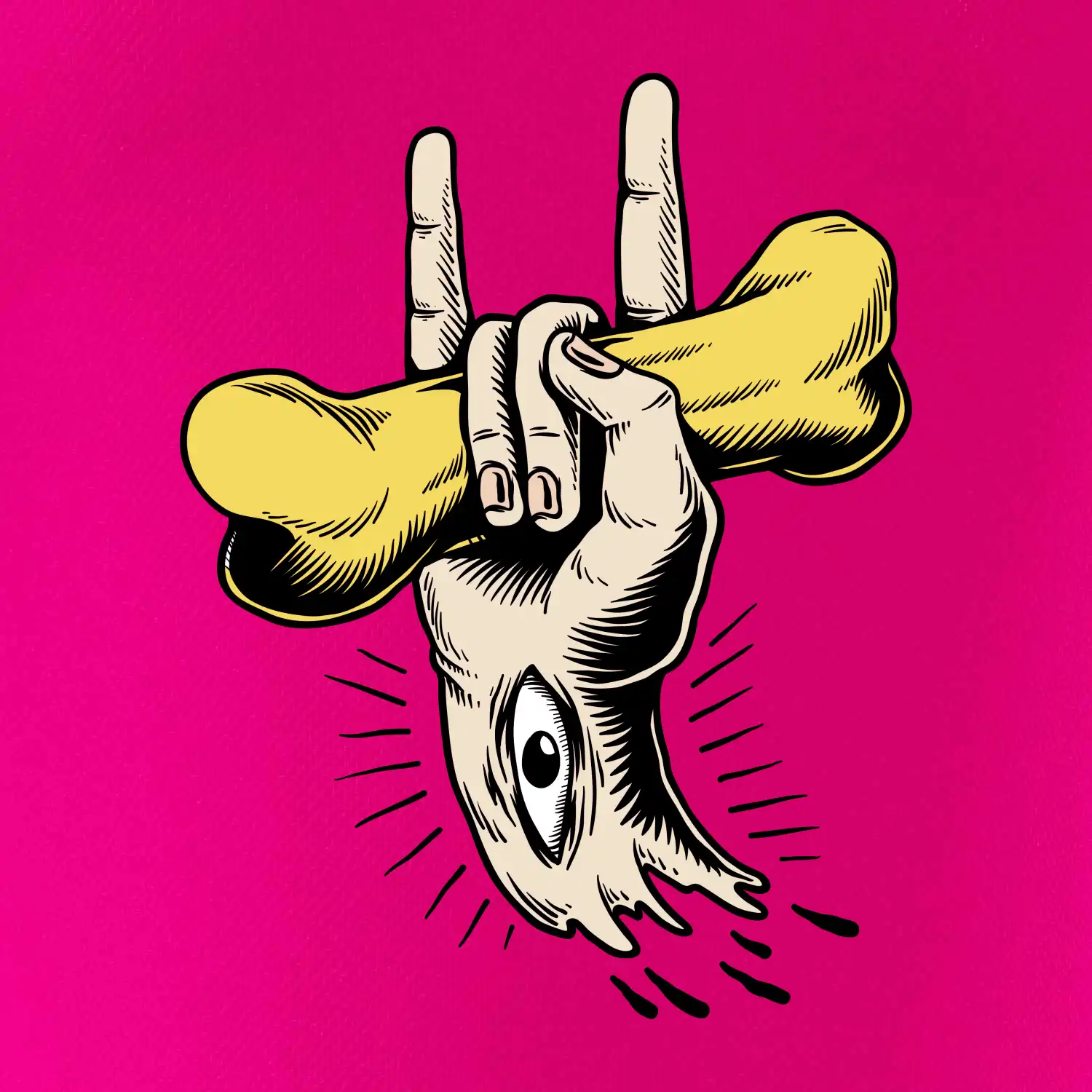 Rocková ruka kost a oko