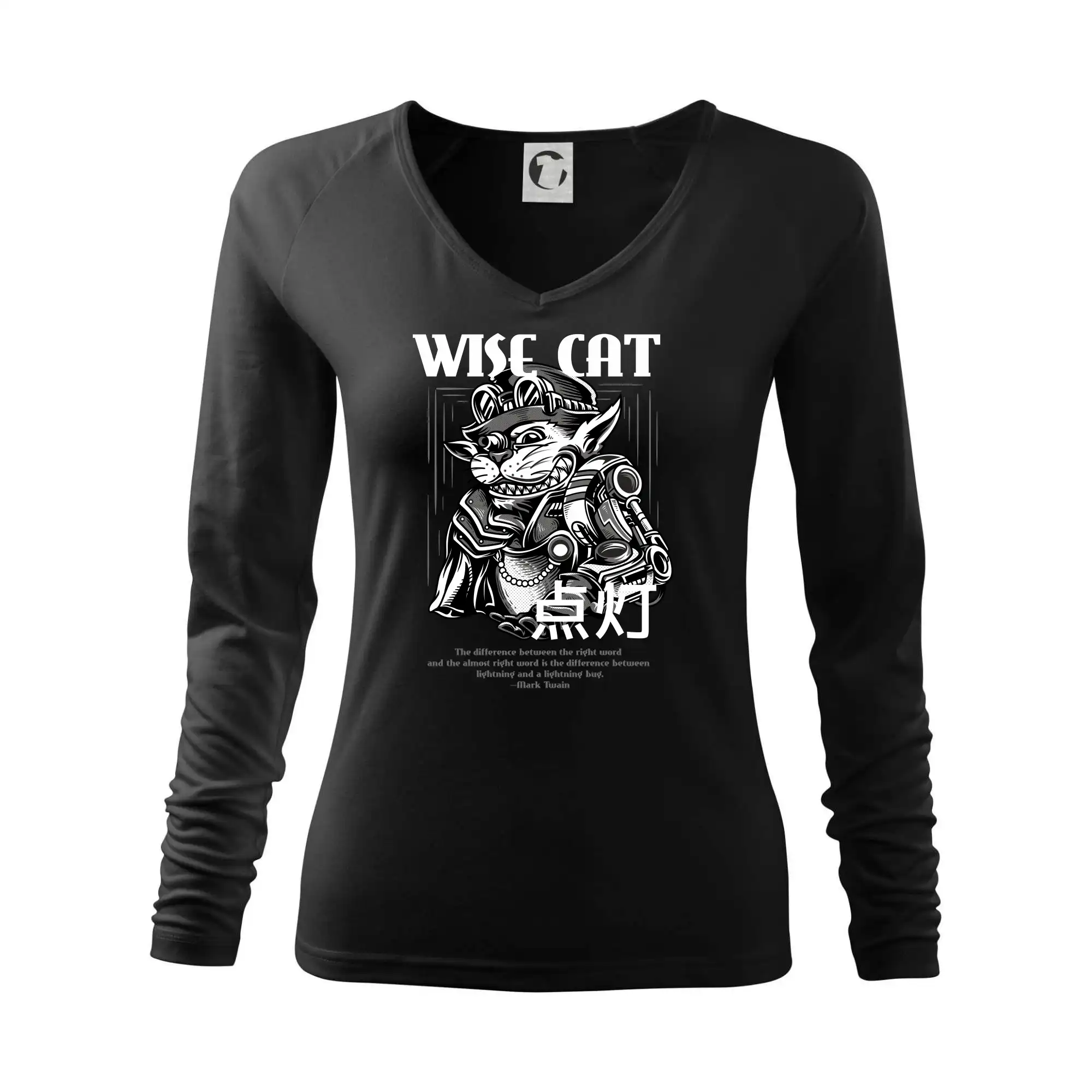 Tričká s potlačou steampunk - Steam punk wise cat - Tričko dámske Elegance