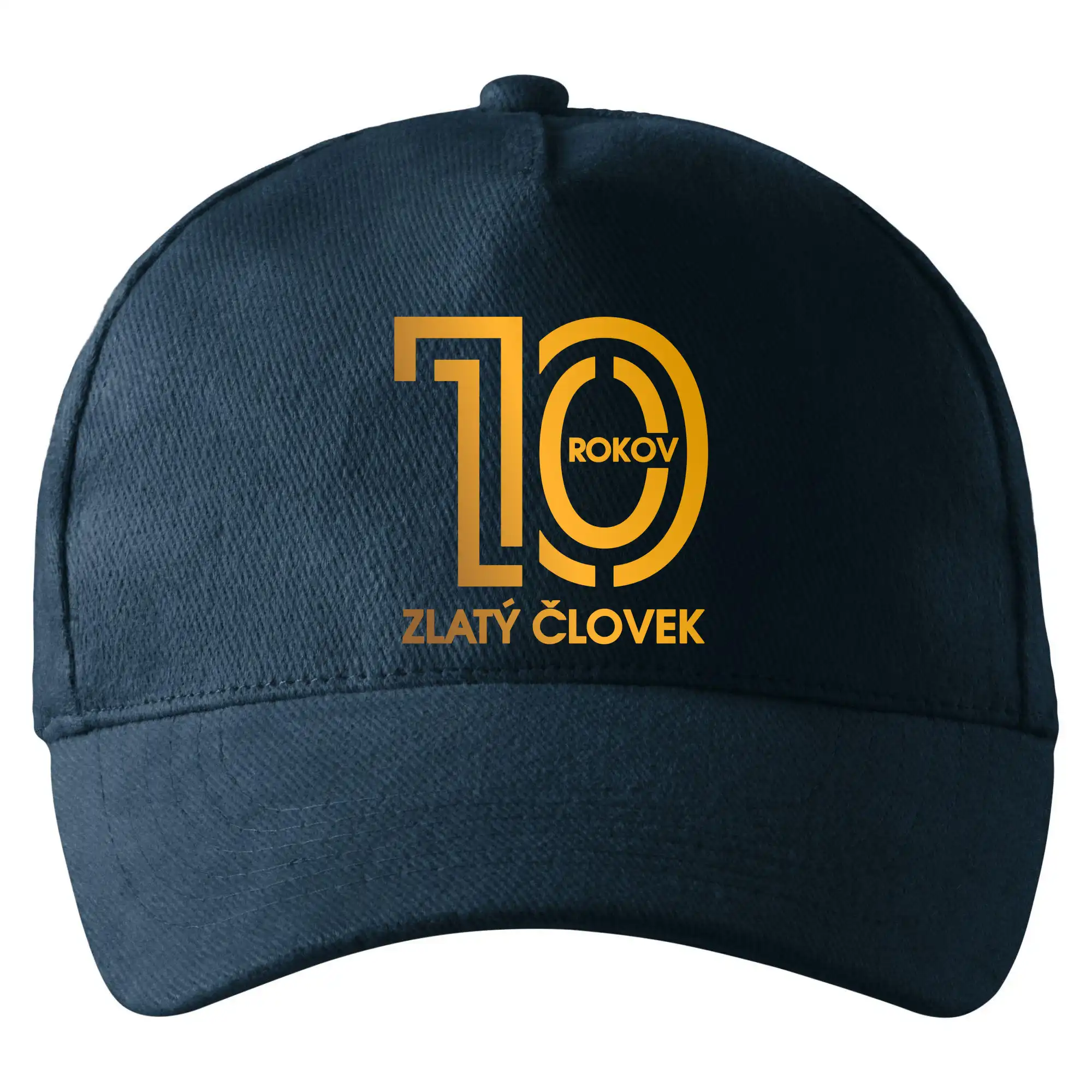 Tričká k narodeninám - 10 rokov zlatý človek - Šiltovka so zahnutým šiltom a mosaznou sponou