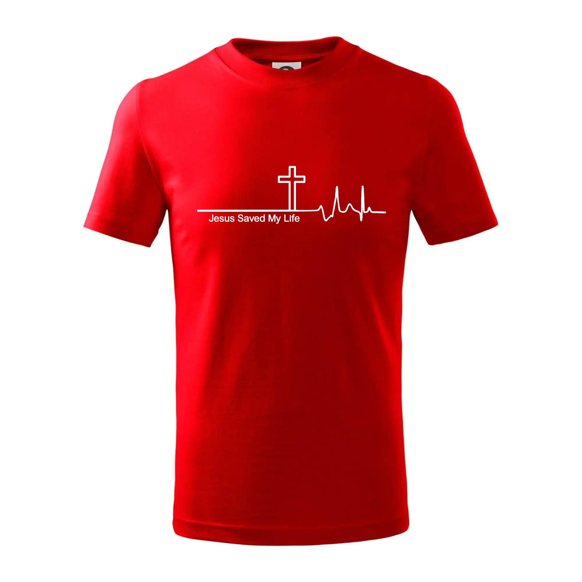 Jesus Saved My Life kríž ekg - Tričko detské bavlnené