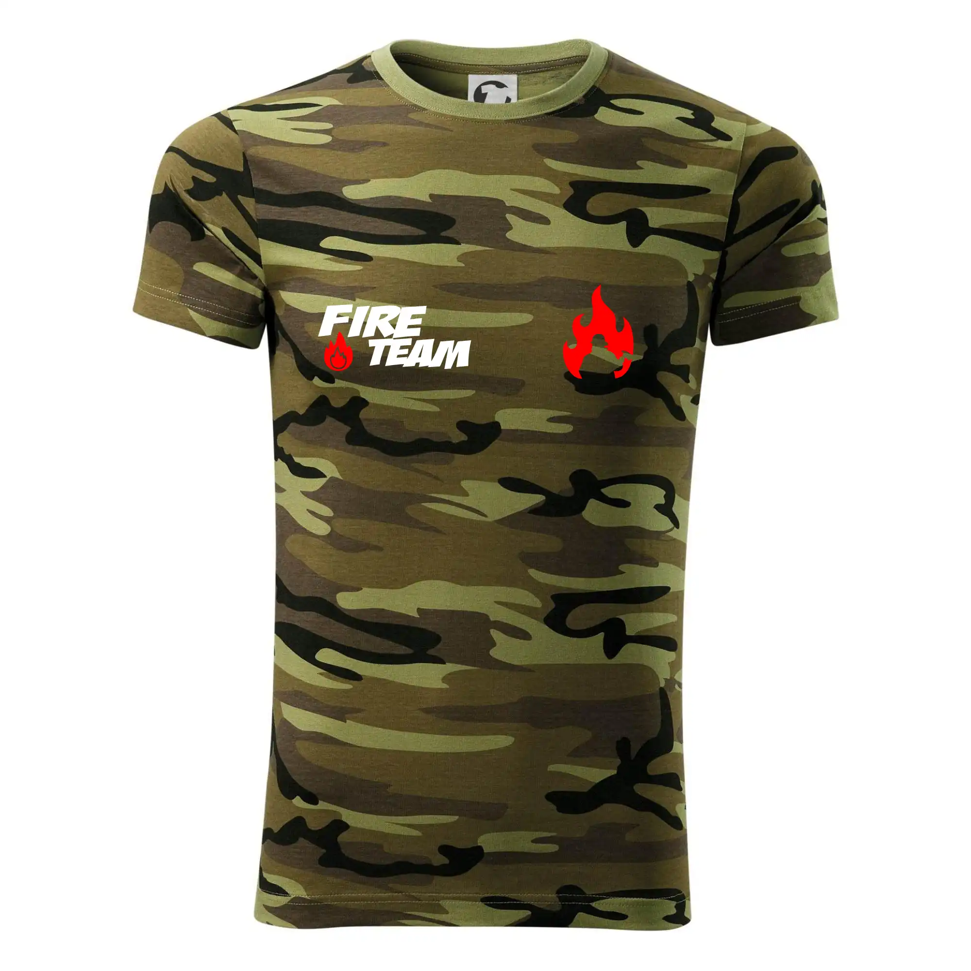 Originálne tričká pre hasičov - Fire Team plamen - Army CAMOUFLAGE