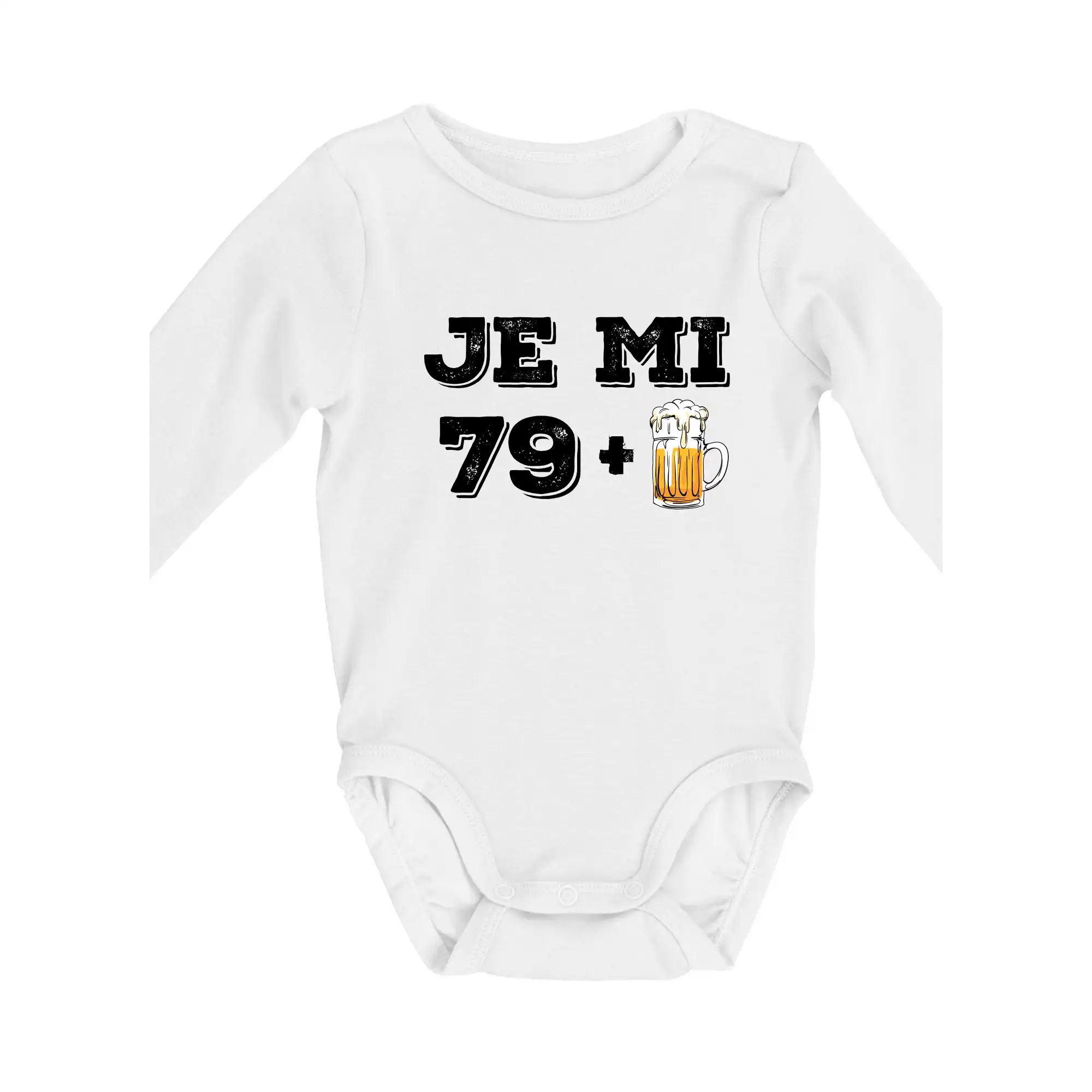 Tričko k osemdesiatinám - Je mi 80 pivo - Body dojčenské s dlhým rukávom