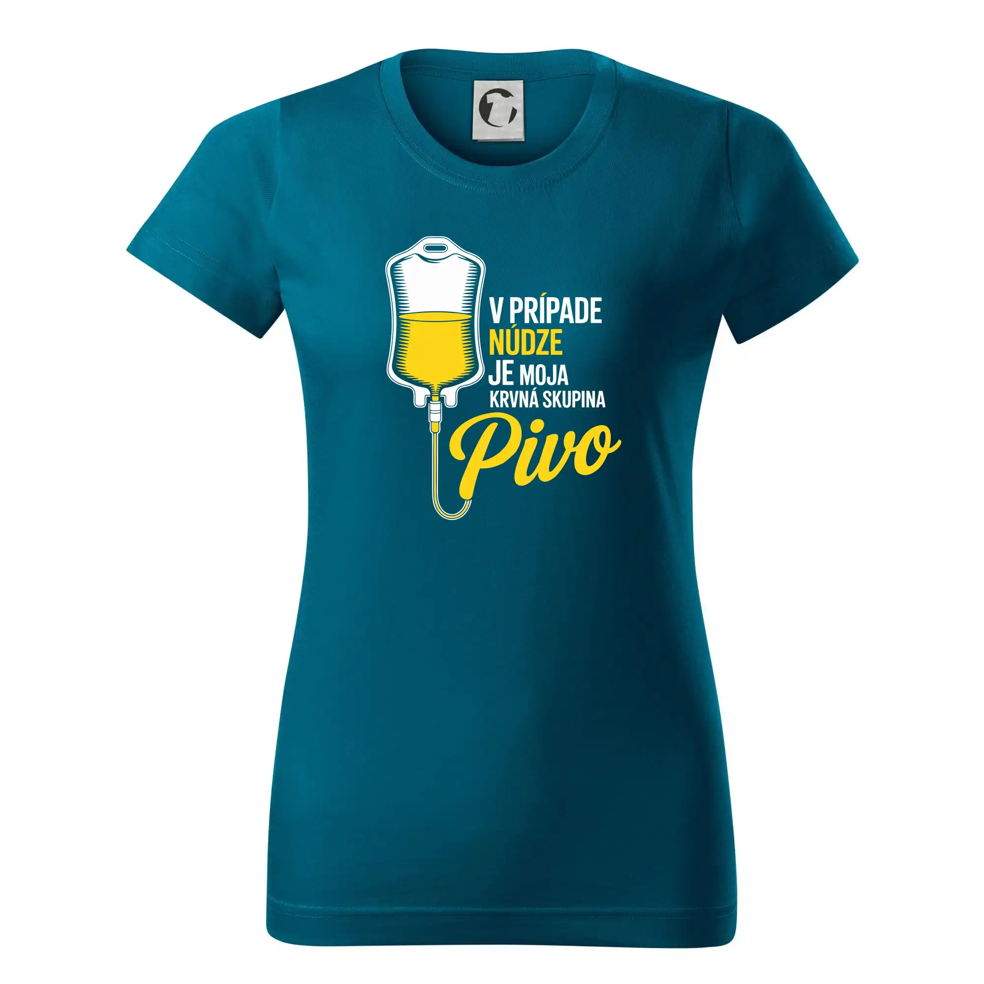 Vtipná tričká pre pivárov - V prípade núdze je moja krvná skupina pivo - Dámske tričko basic - ľahko voľnejšie a dlhšie