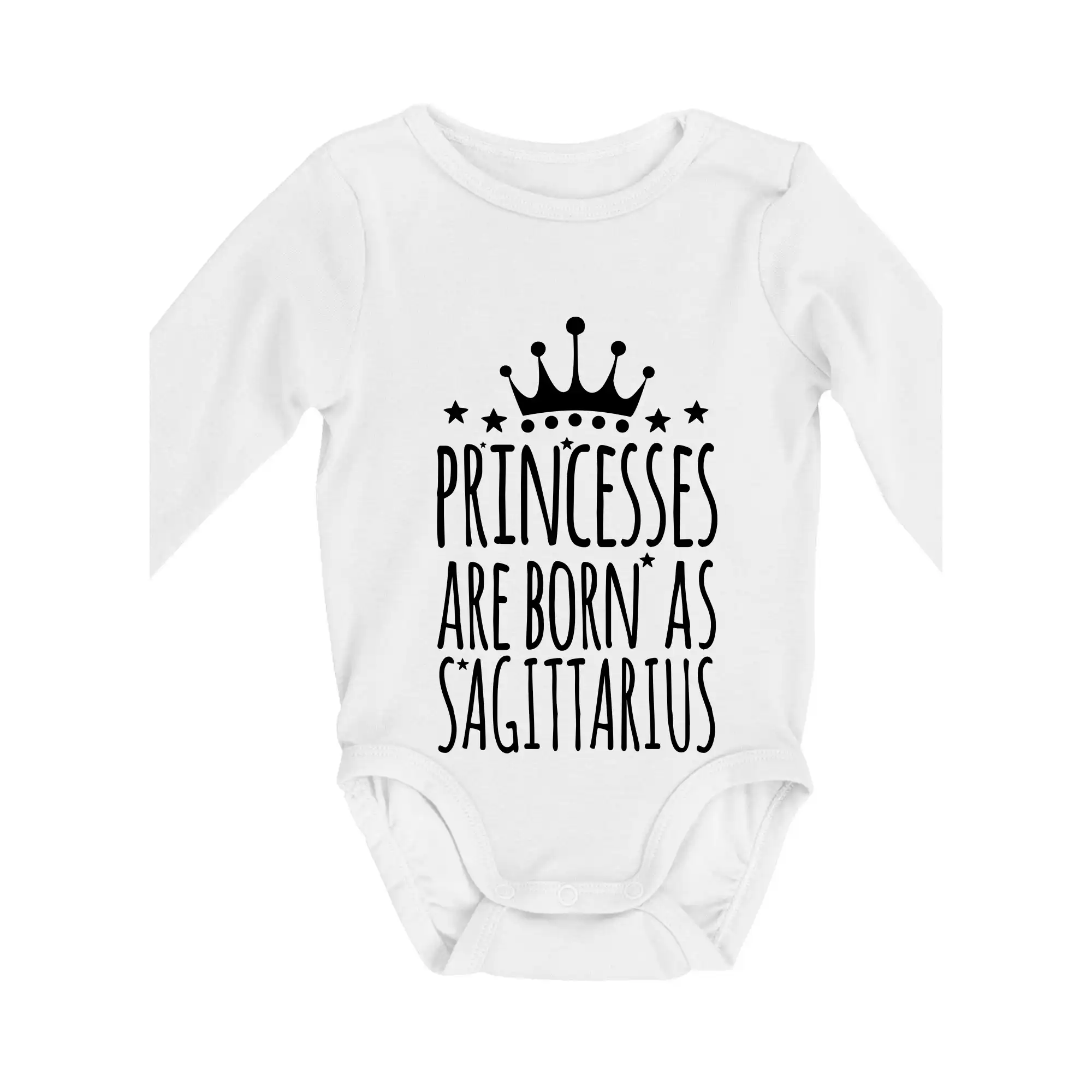 Tričká strelec - Princesses are born as Sagittarius - Strelec - Body dojčenské s dlhým rukávom