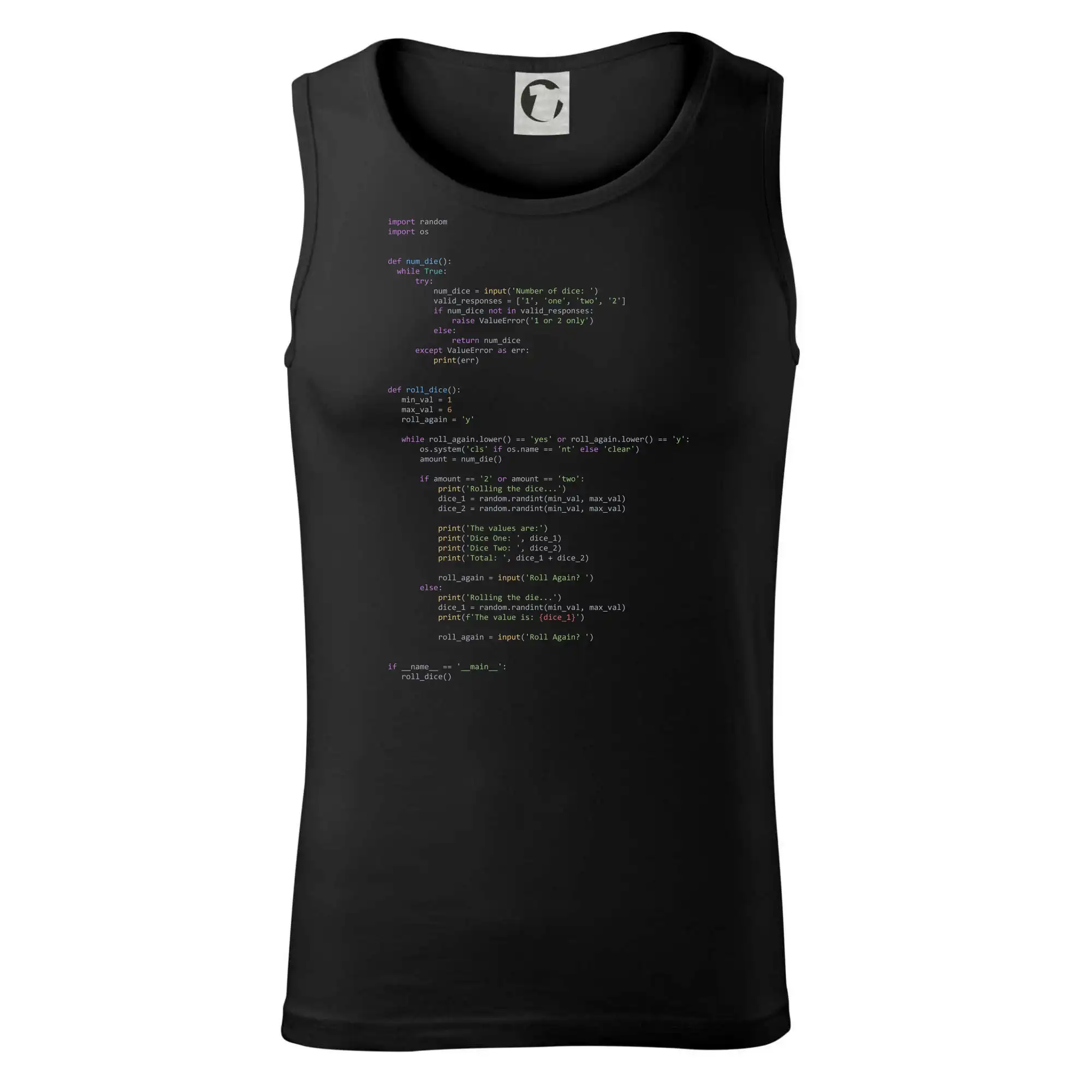 Tričká pre ajťákov - Python Generátor hodu kockou - Tielko pánske Core
