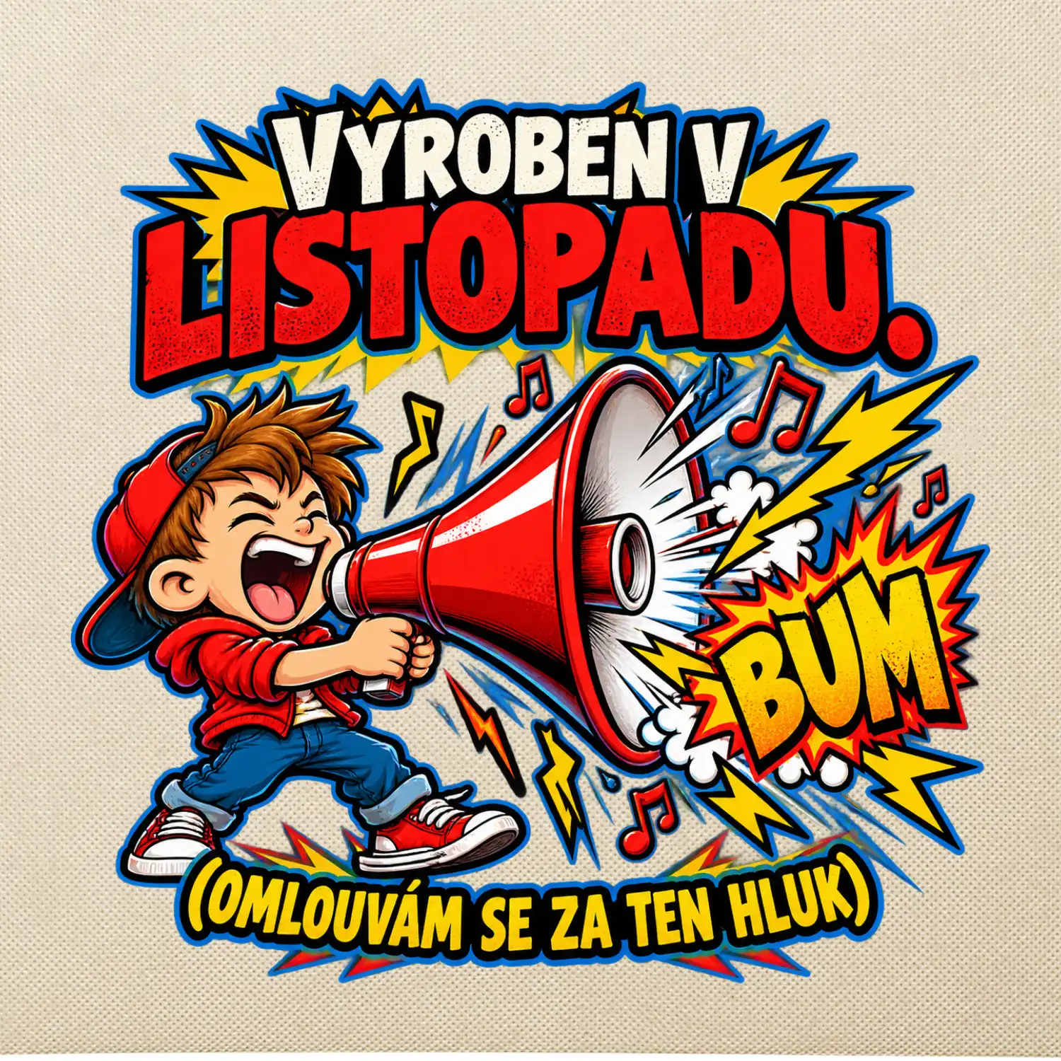 Vyroben v listopadu hlučný kluk s červeným megafonem