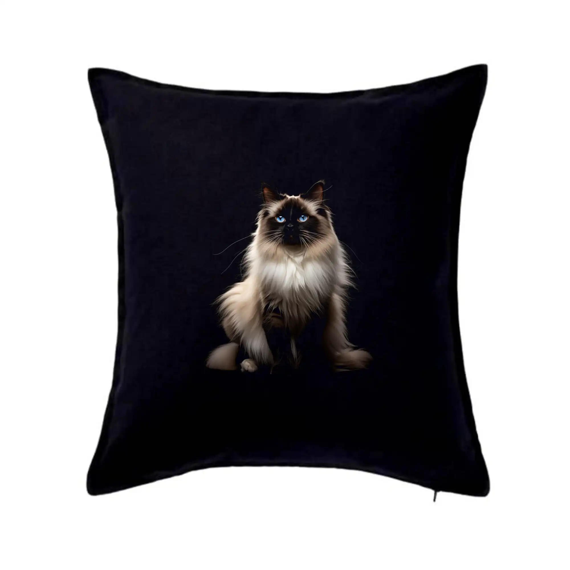 Vtipná tričká s mačkou - Mačka Ragdoll spredu čierna fotka - Vankúš 50x50