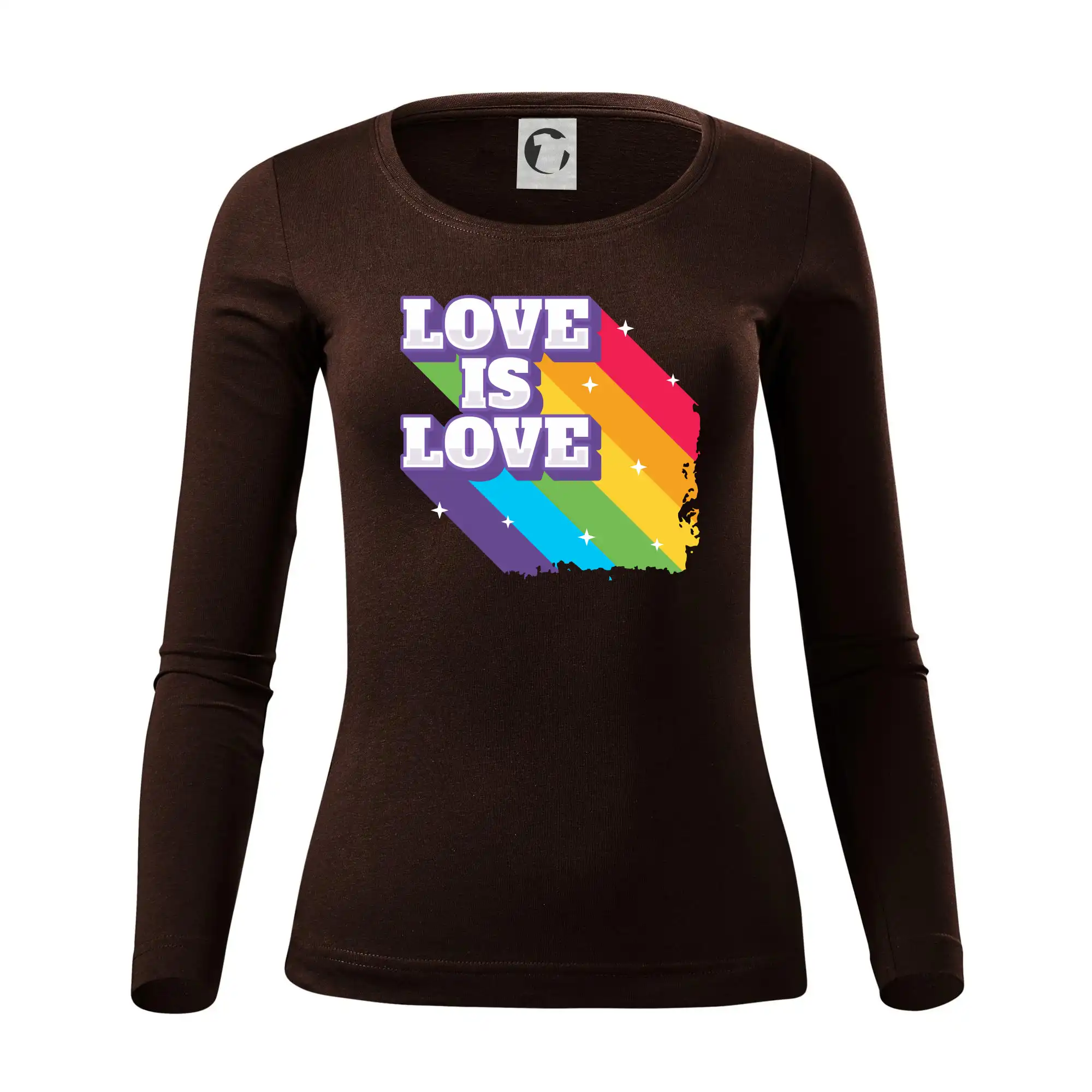 Tričká pre LGBT a Queer komunitu - Love is love dúha - Dámske tričko FIT-T LS - zužené