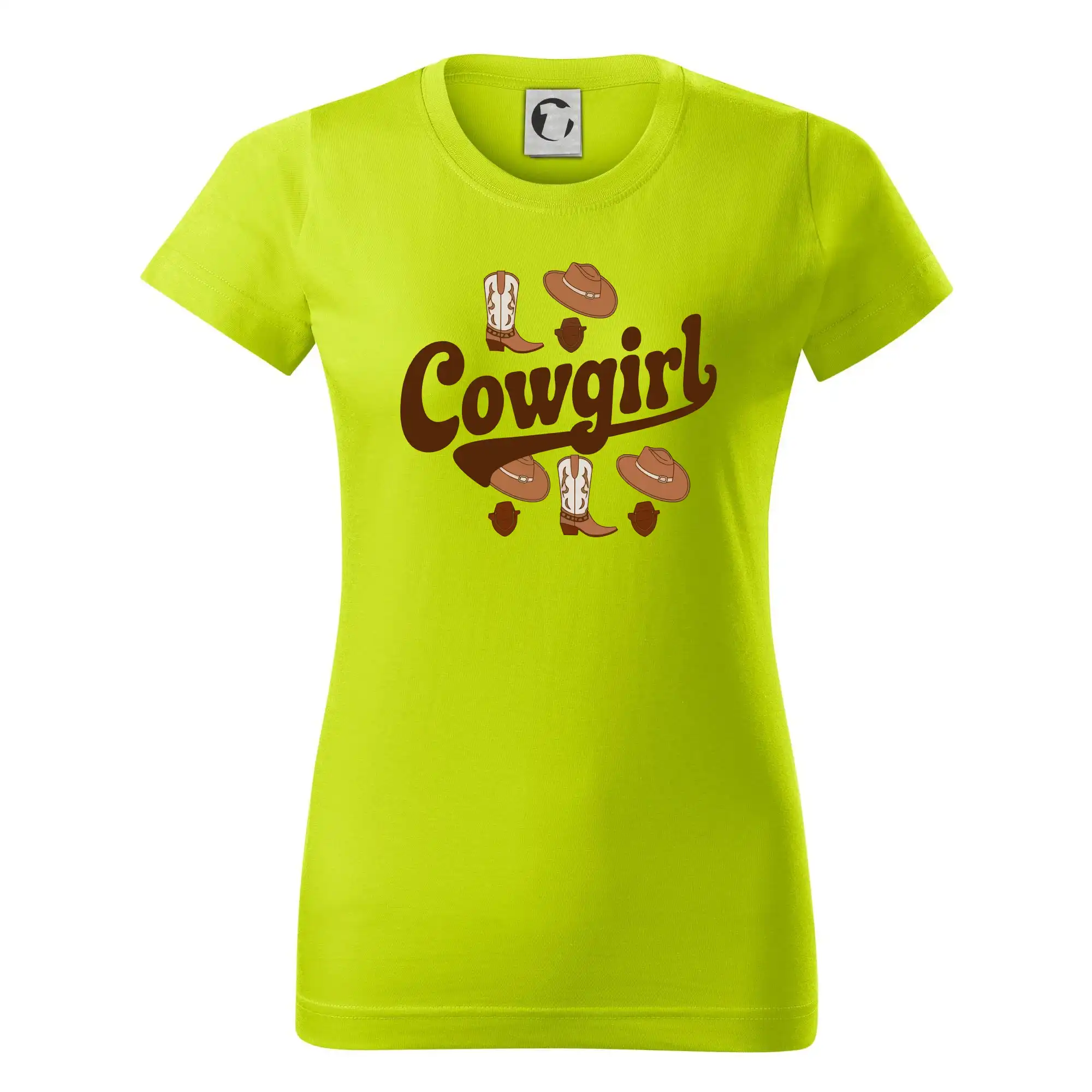 Tričká s koňmi - Cowgirl nápis a oblečenie - Dámske tričko basic - ľahko voľnejšie a dlhšie