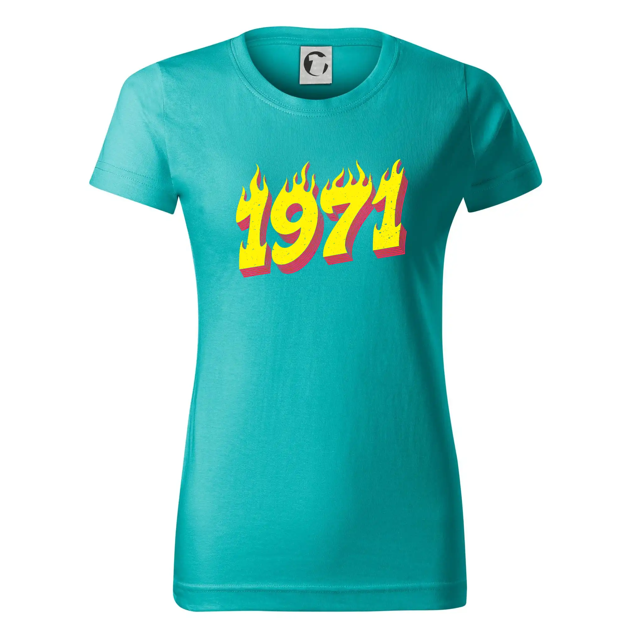 Trička s ročníkom 1971 - Narodeniny v ohni 1971 - Dámske tričko basic - ľahko voľnejšie a dlhšie