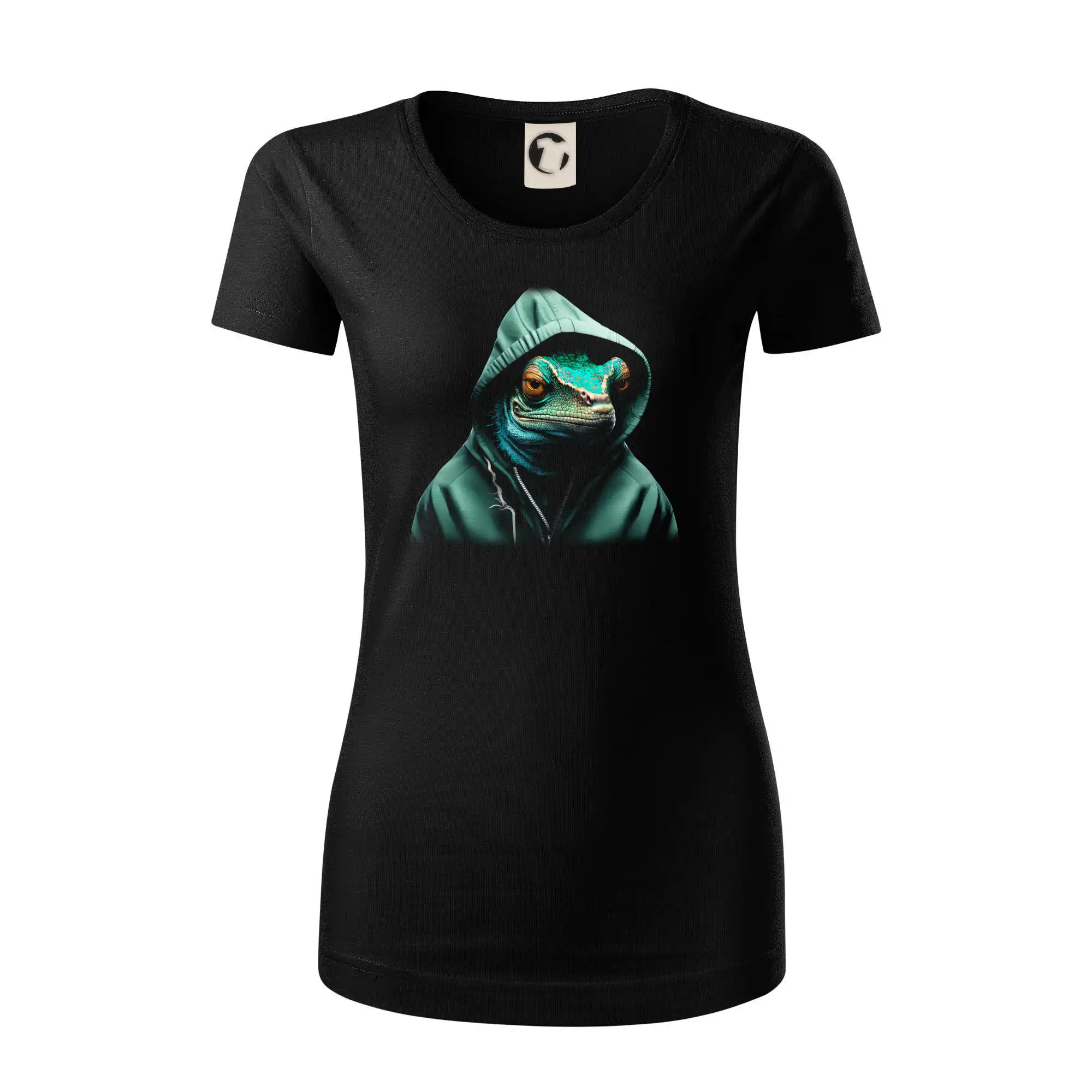 Tričká so zvieratami - Chameleon v mikině - Dámske tričko z organickej bavlny Origin (GOTS)
