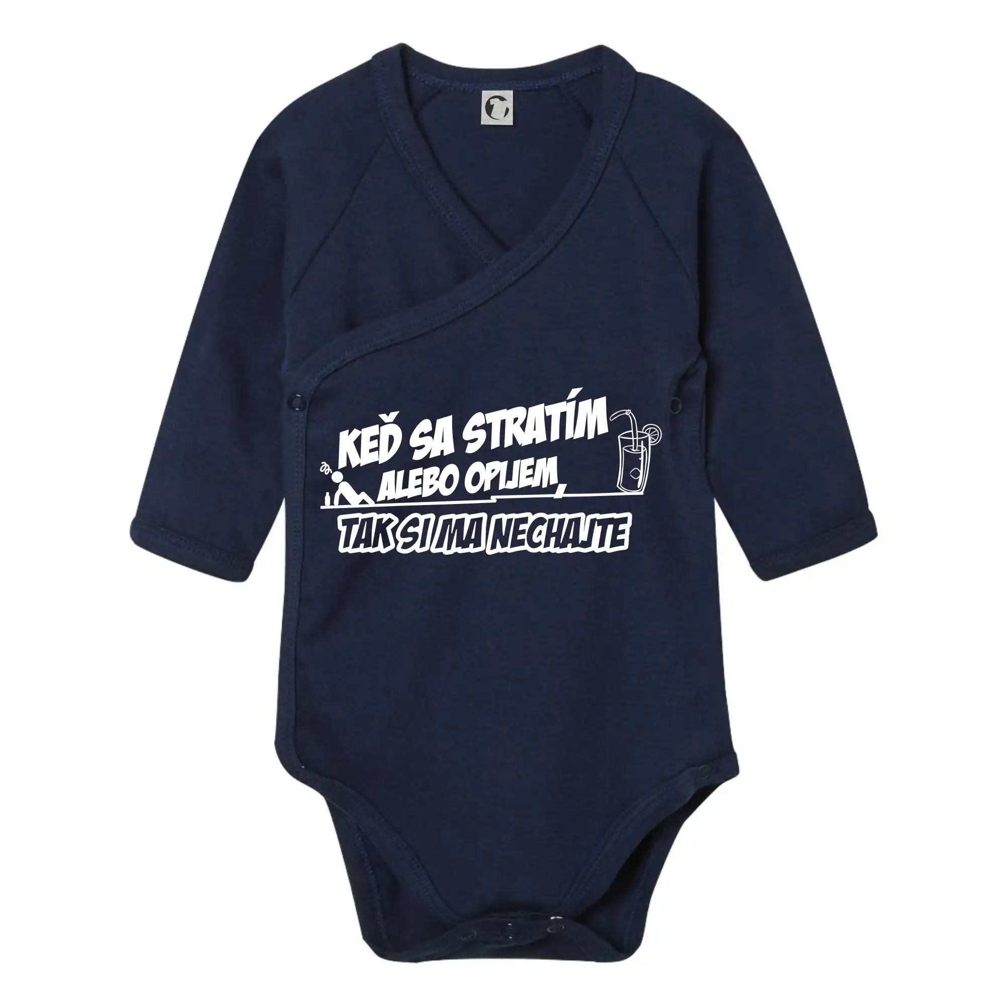 Tričká na párty - Keď sa stratím alebo opijem, tak si ma nechajte - Body zavinovacie s dlhým rukávom